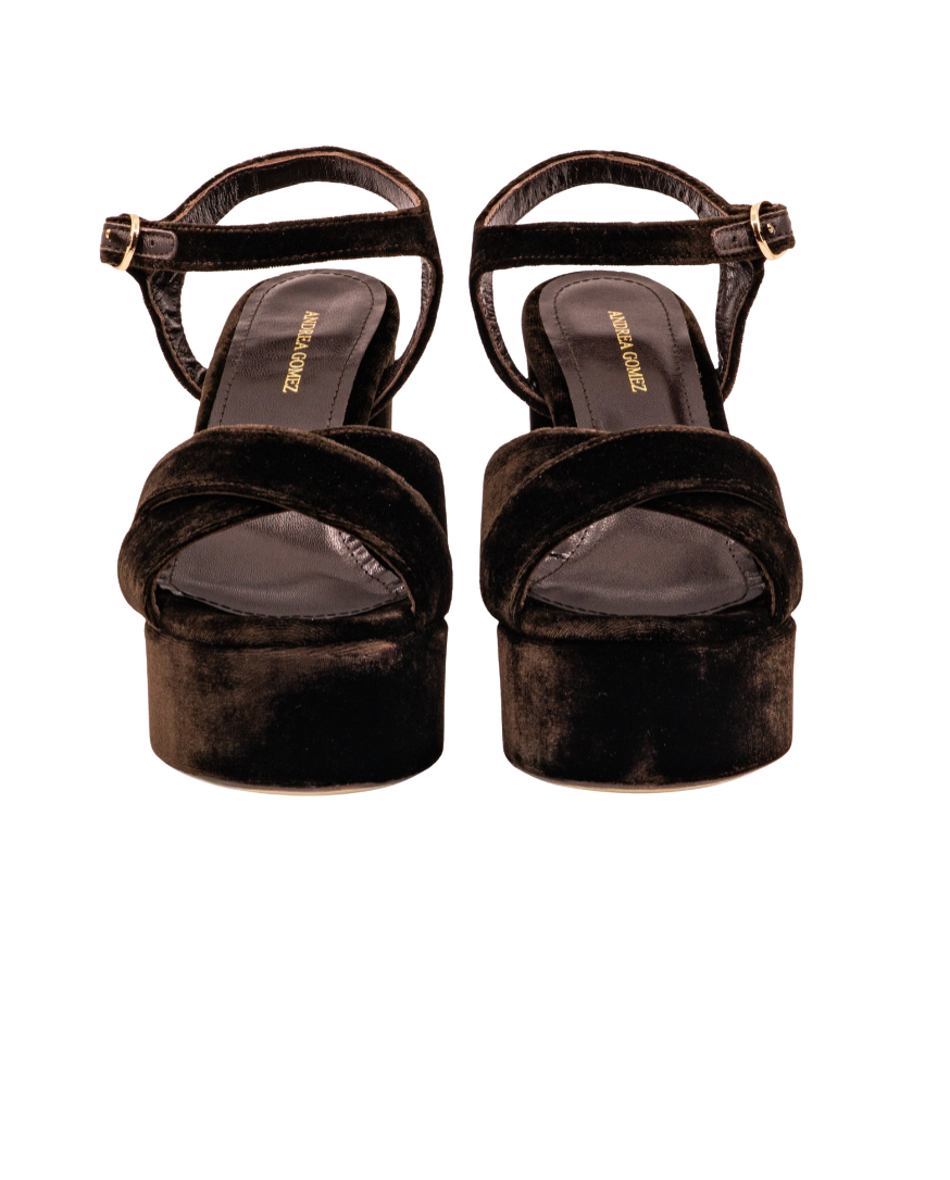 Bella Chocolate Velvet Platform by Andrea Gomez