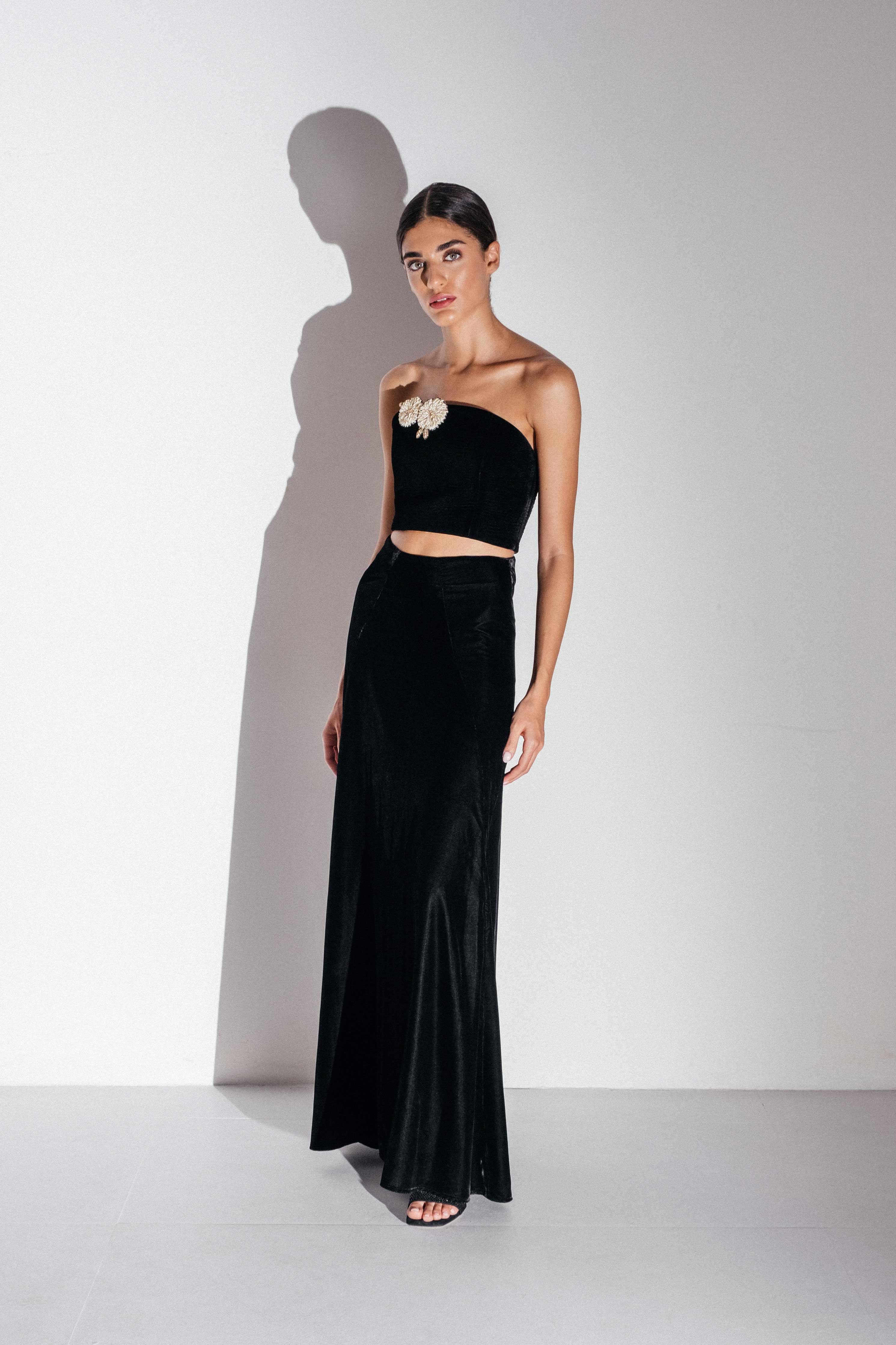 Rosa Embellished Bustier - Black by Rosewater House