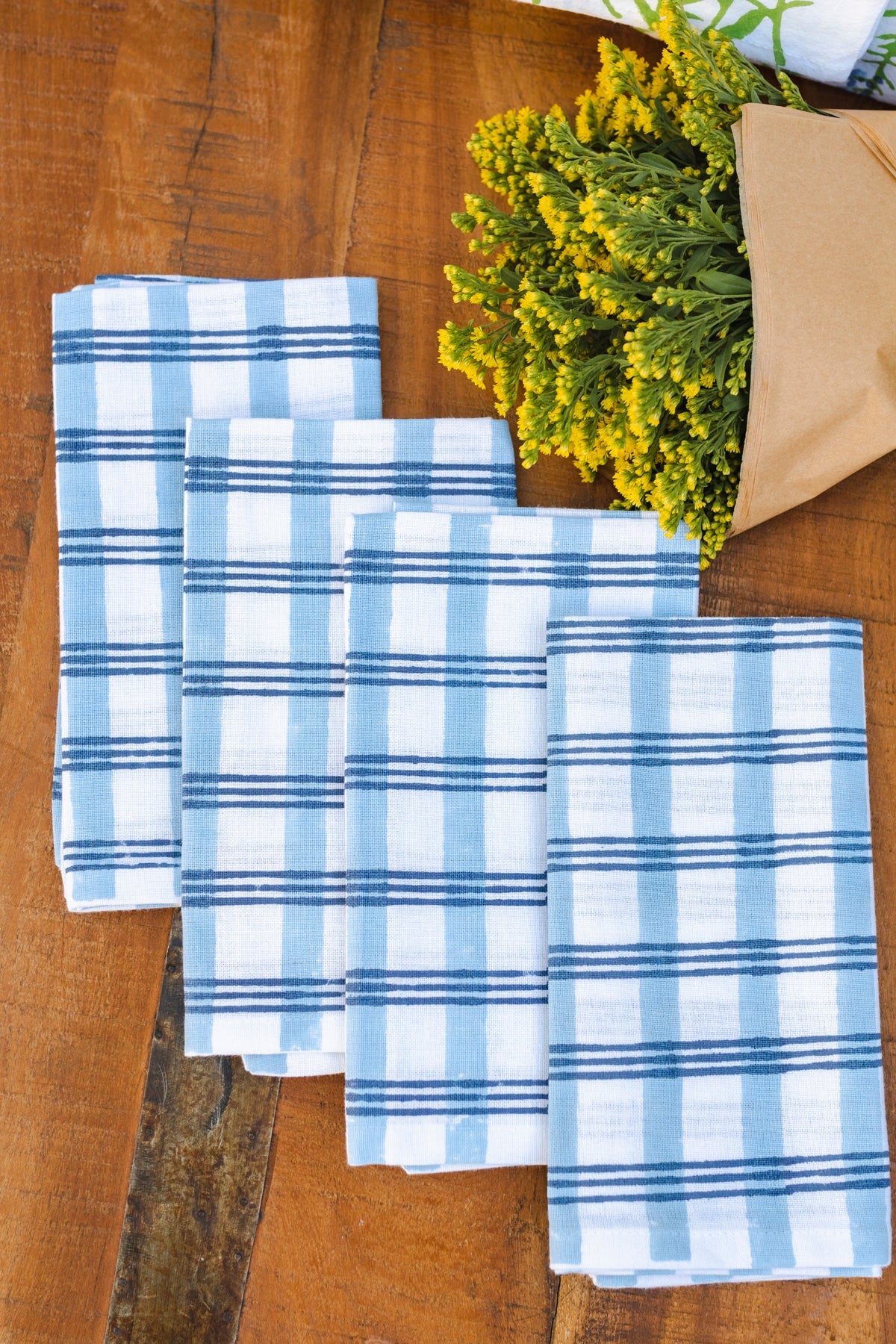 Dinner Napkins (set of 4) - Plaid, Navy & Uniform Blue by Mended