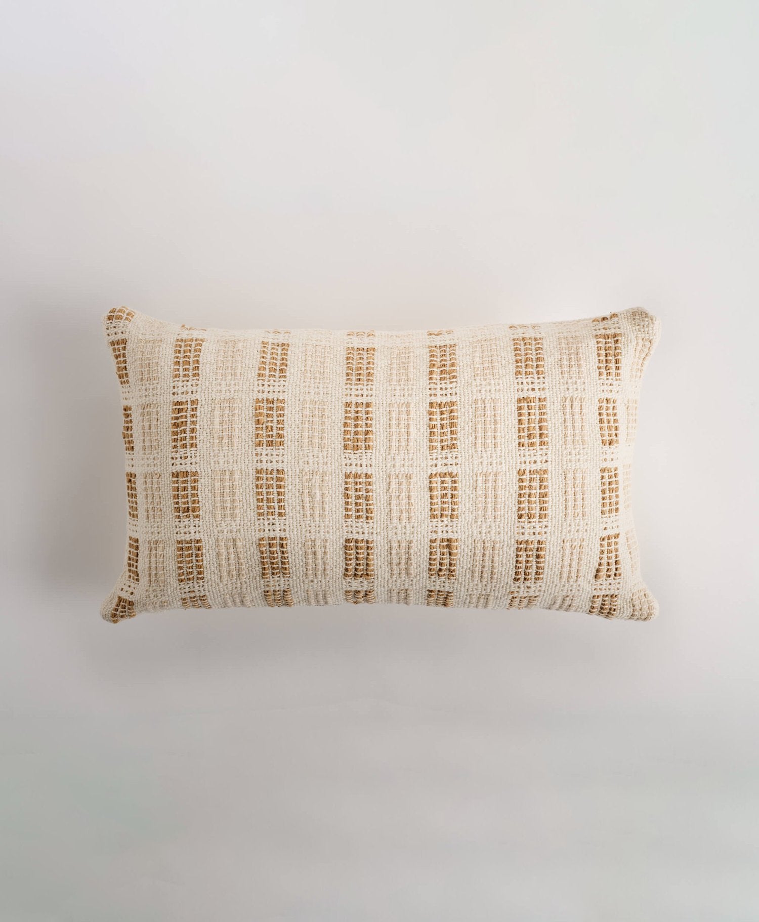 Lumbar Pillow online / Cotton 12x20 / Natural Cream Brown /Three Tone Pillow Cover / Designer Pillow