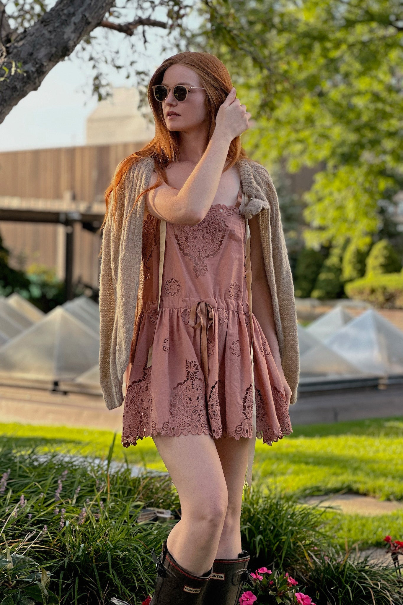 Brielle Versailles Cotton Embroidery Mini Dress - Cinnamon by Miguelina