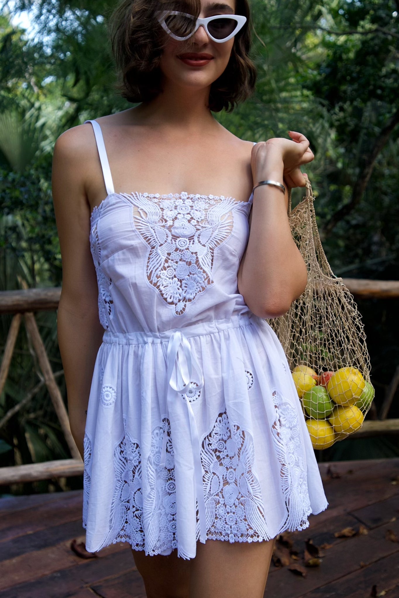 Brielle Falcon Embroidery Mini Dress - Pure White by Miguelina