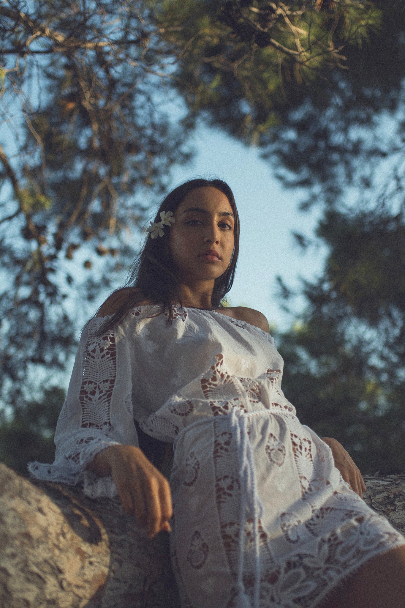 Brigette Tropical Cotton Embroidery Coverup Dress - Pure White by Miguelina