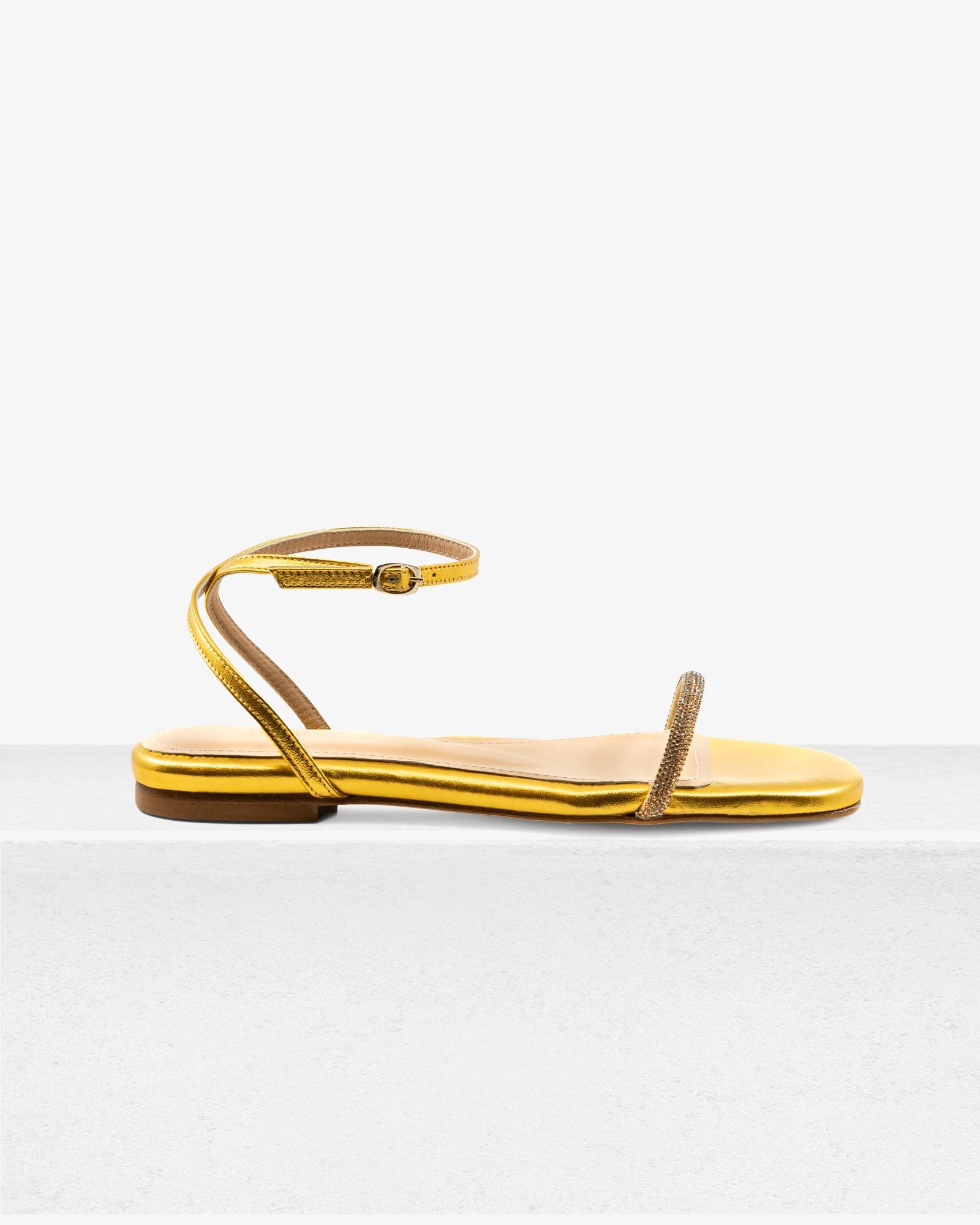 Brook Flat Gold Sandal by Andrea Gomez