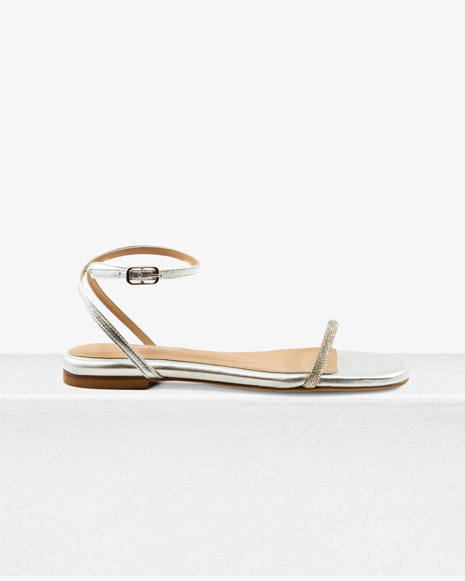 Brook Flat Silver Sandal by Andrea Gomez
