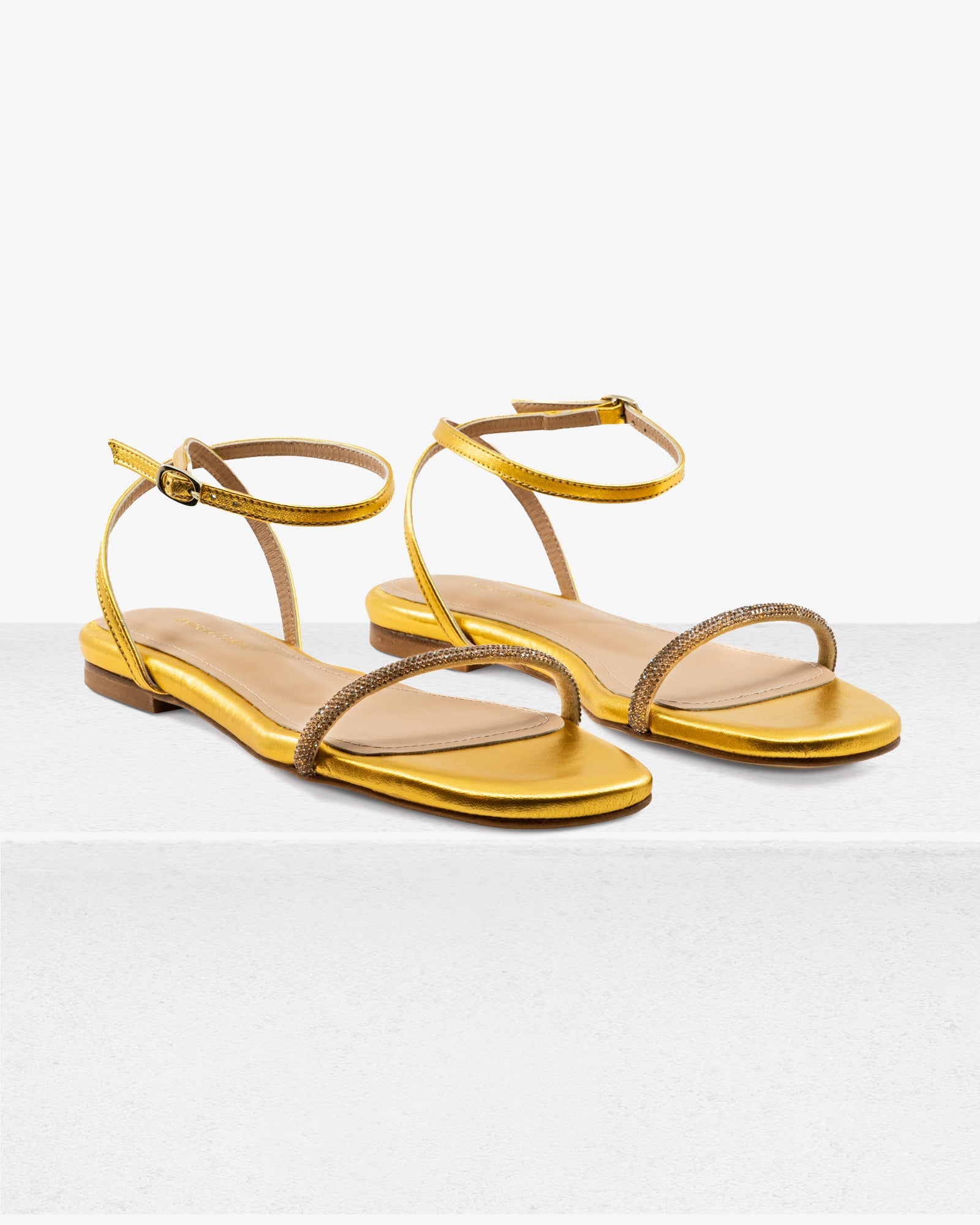 Brook Flat Gold Sandal by Andrea Gomez