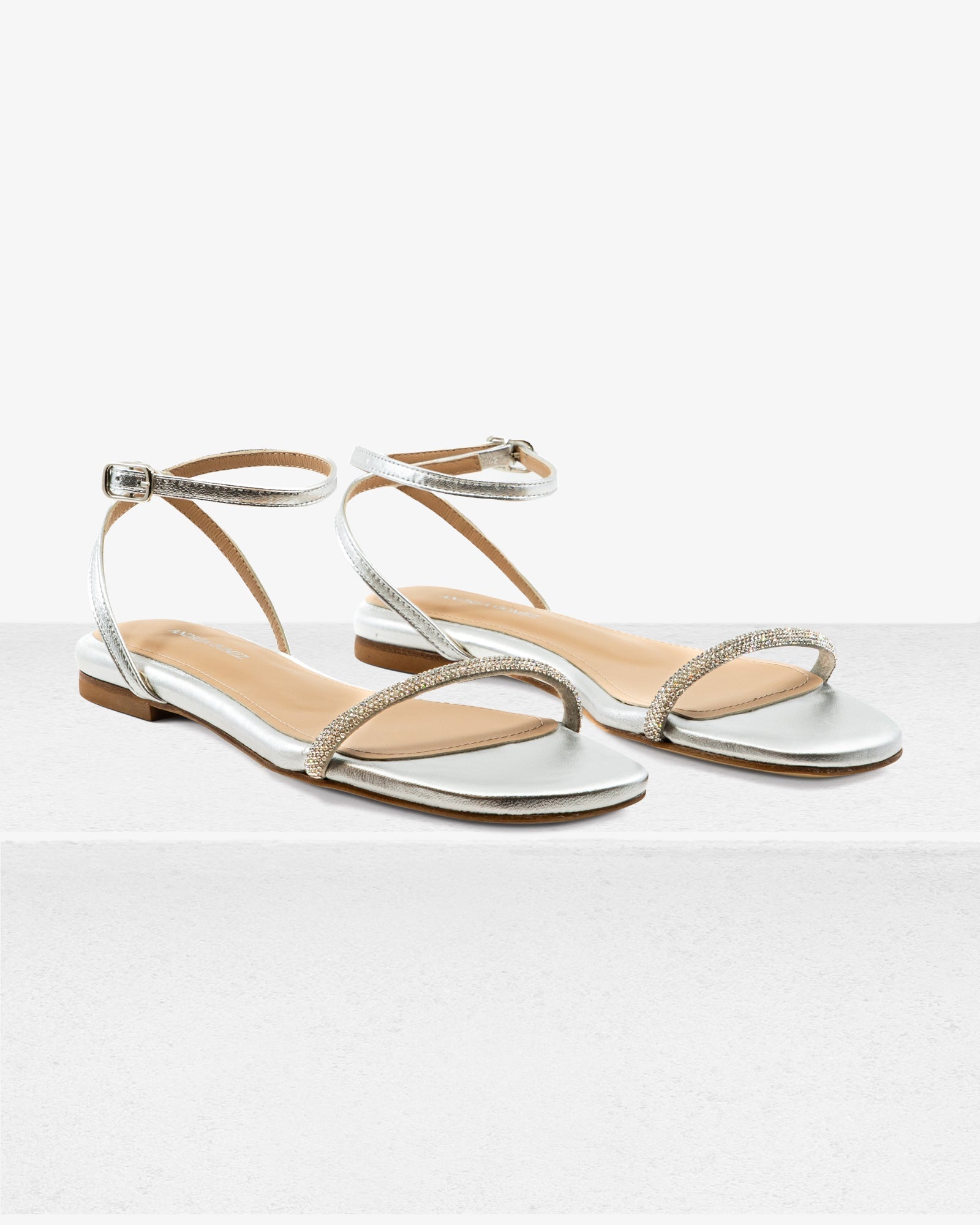 Brook Flat Silver Sandal by Andrea Gomez
