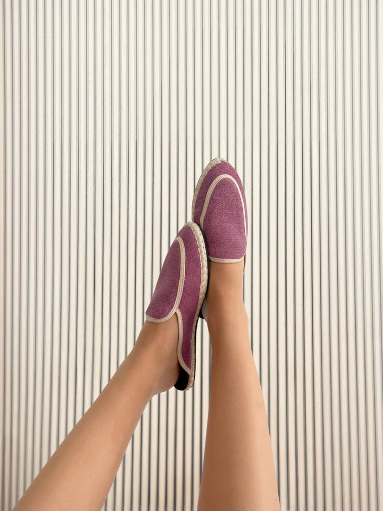 Bruna Linen Slide - Plum by Flabelus