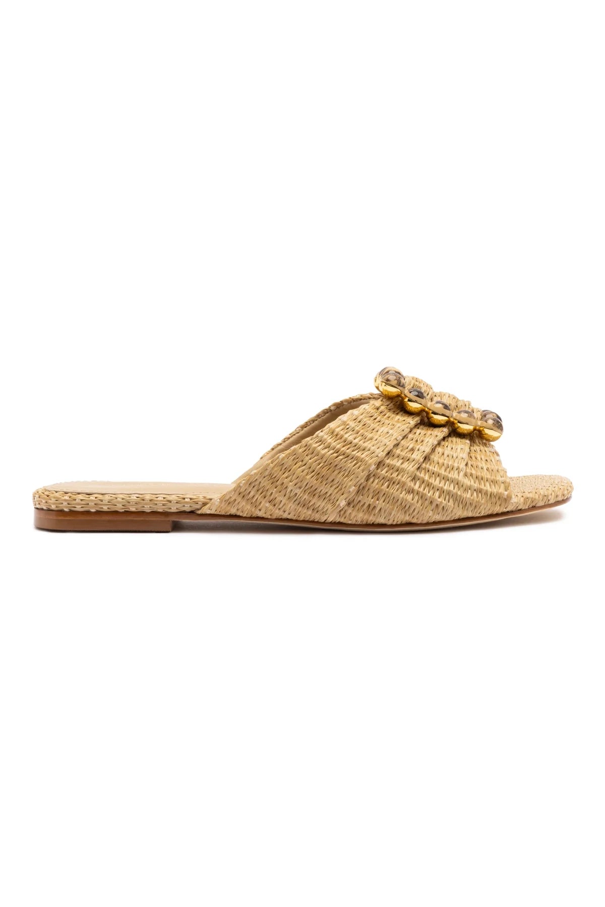 Chloe Gosselin by Larroudé Nova Flat In Natural Raffia by Larroudé