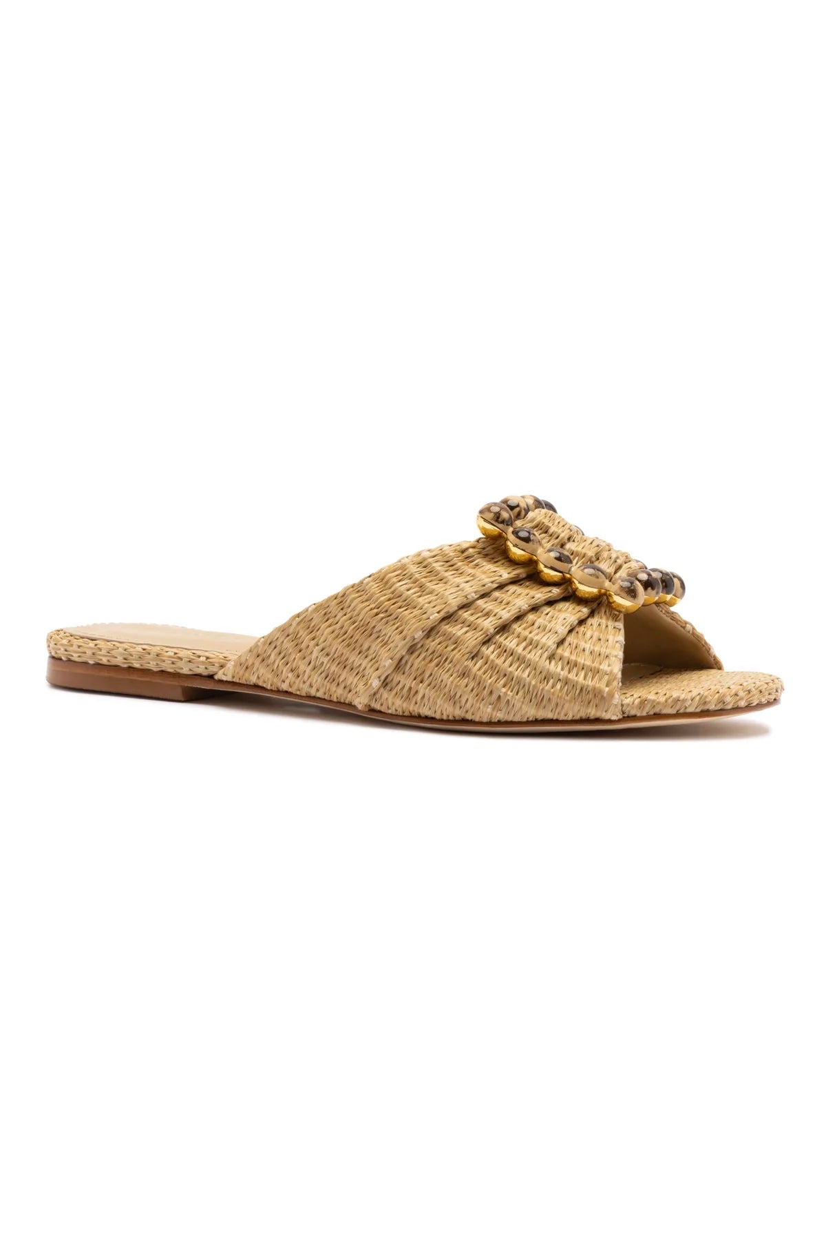 Chloe Gosselin by Larroudé Nova Flat In Natural Raffia by Larroudé