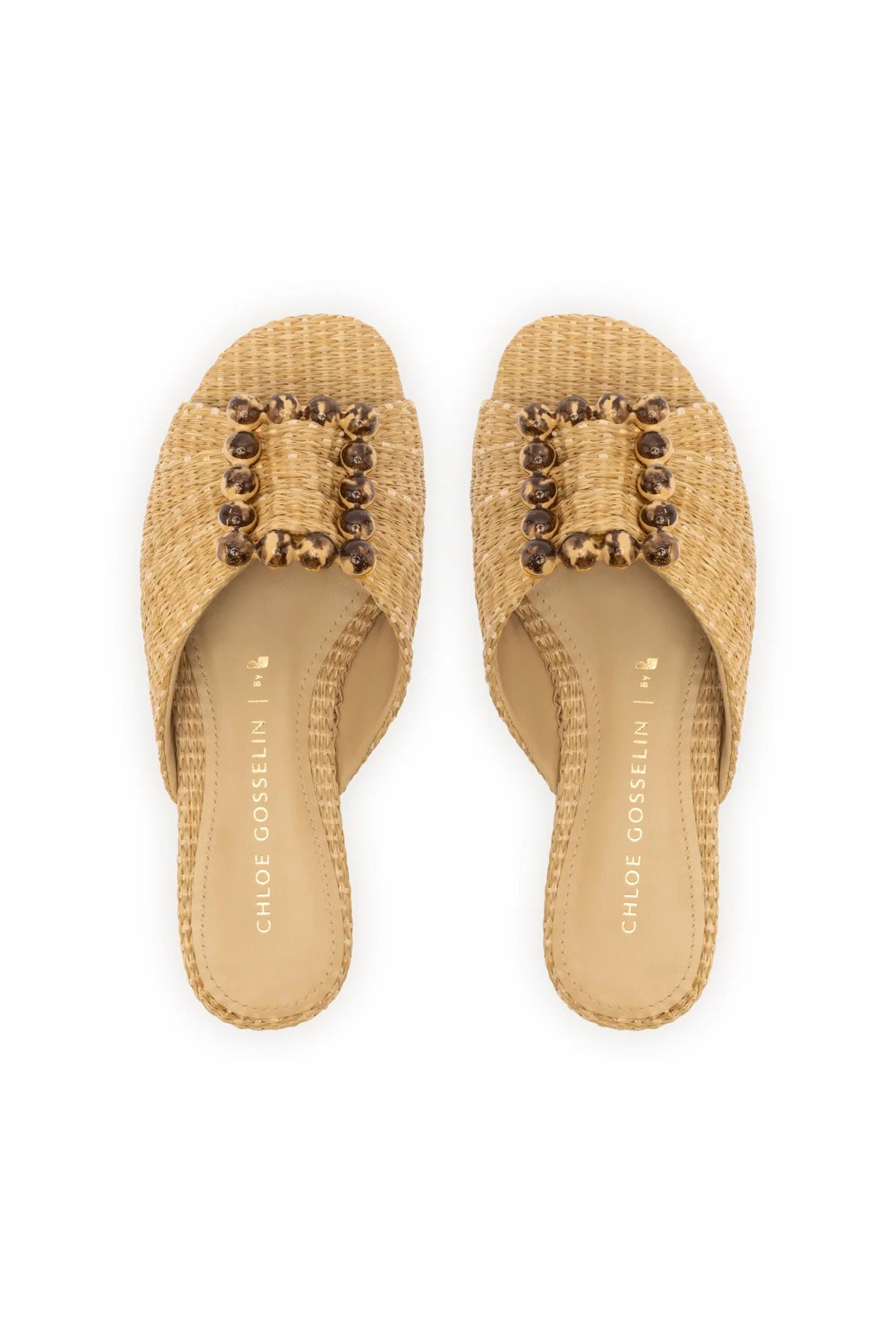 Chloe Gosselin by Larroudé Nova Flat In Natural Raffia by Larroudé