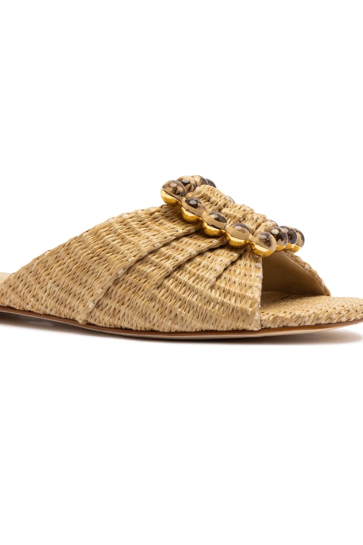 Chloe Gosselin by Larroudé Nova Flat In Natural Raffia by Larroudé