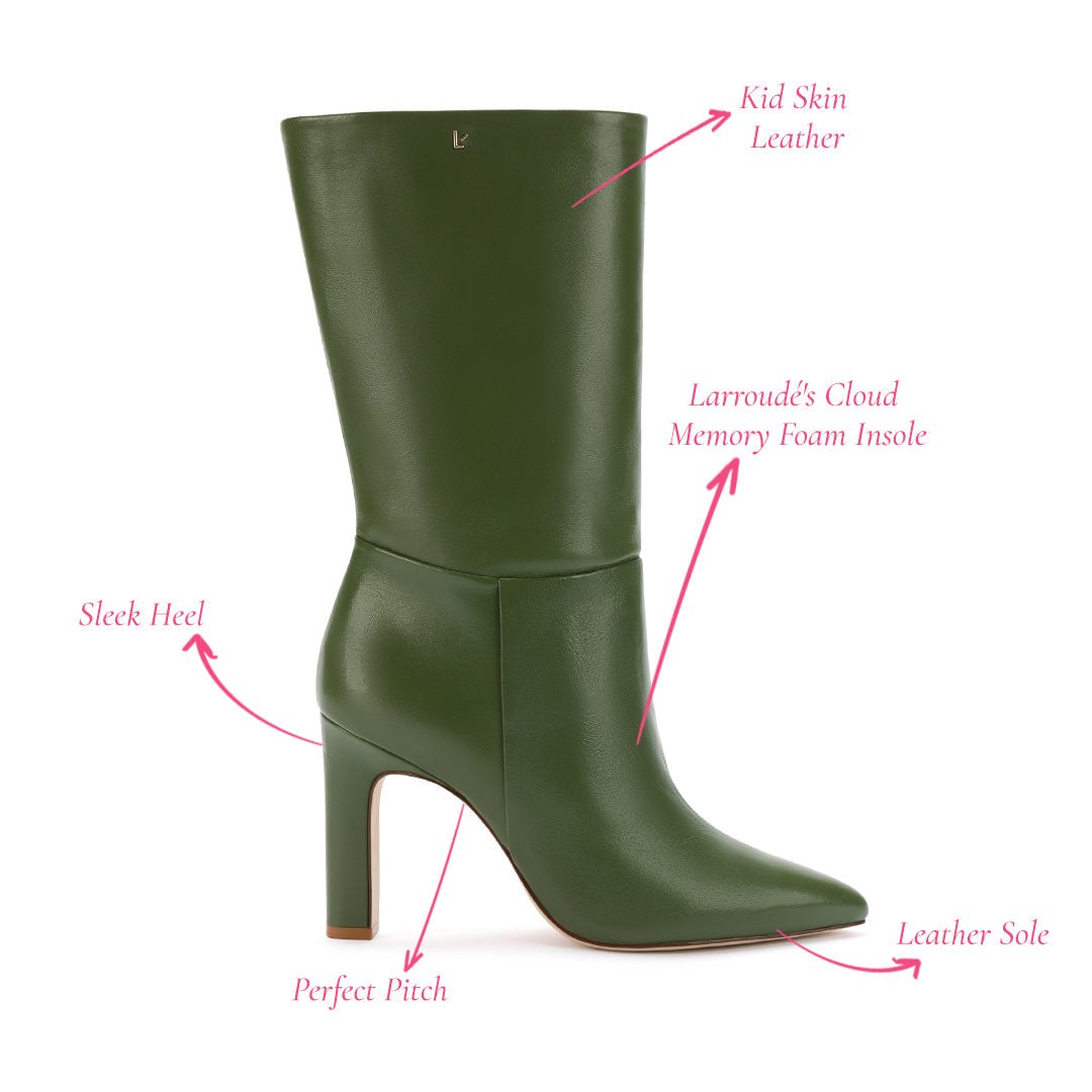 Cindy Boot In Olivine Leather by Larroudé