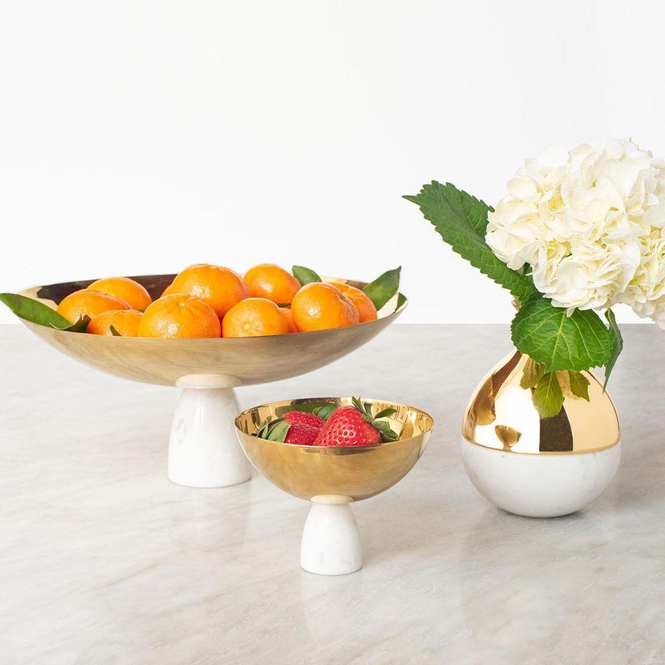 Coluna Fruit Bowl, Marble & Gold by ANNA New York