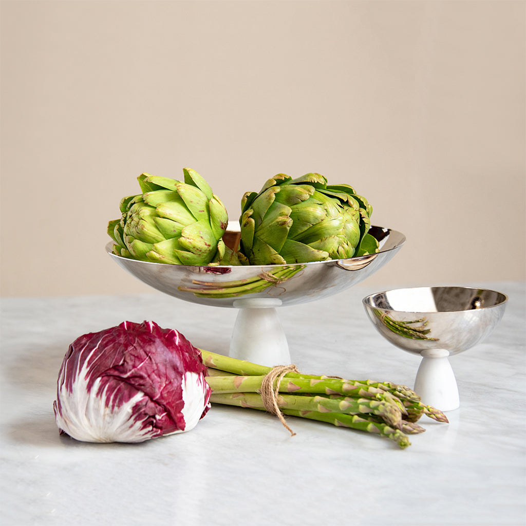 Coluna Fruit Bowl, Marble & Silver by ANNA New York