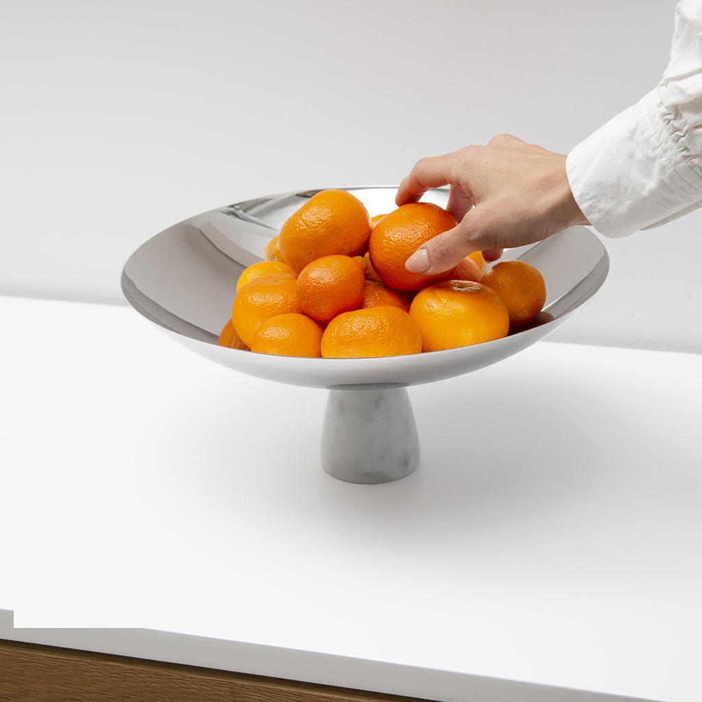 Coluna Fruit Bowl, Marble & Silver by ANNA New York