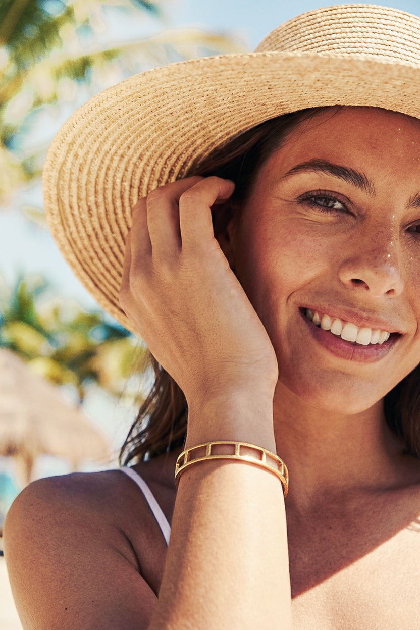 Cage Brass Bangle by Akola