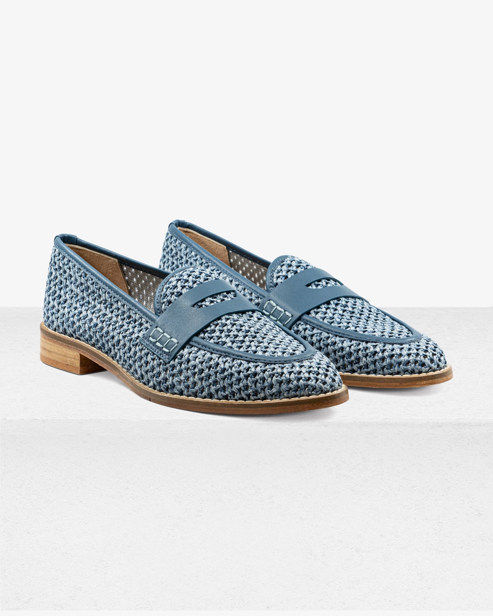 Camila Blue Raffia Loafer by Andrea Gomez