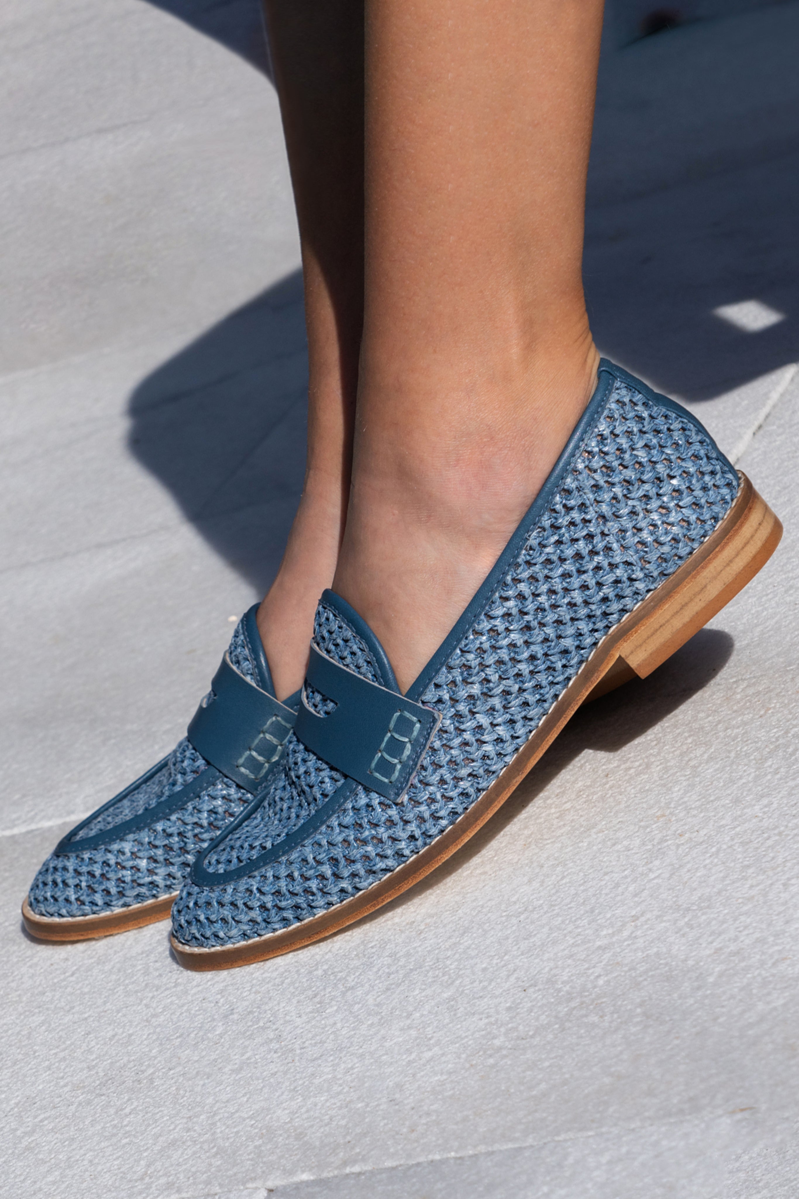 Camila Blue Raffia Loafer by Andrea Gomez