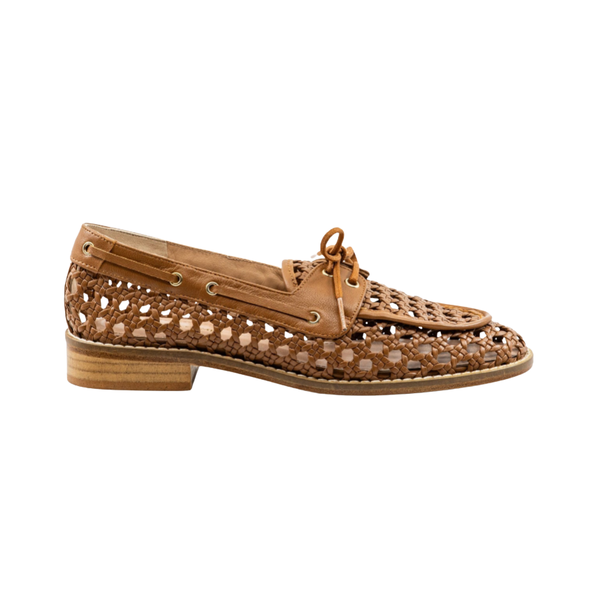 brown leather loafer