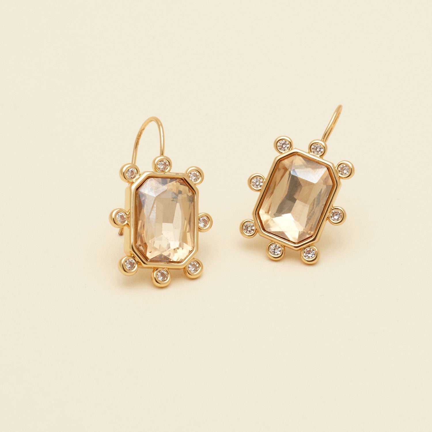 Greenwich Earrings Champagne Crystal by Mignonne Gavigan