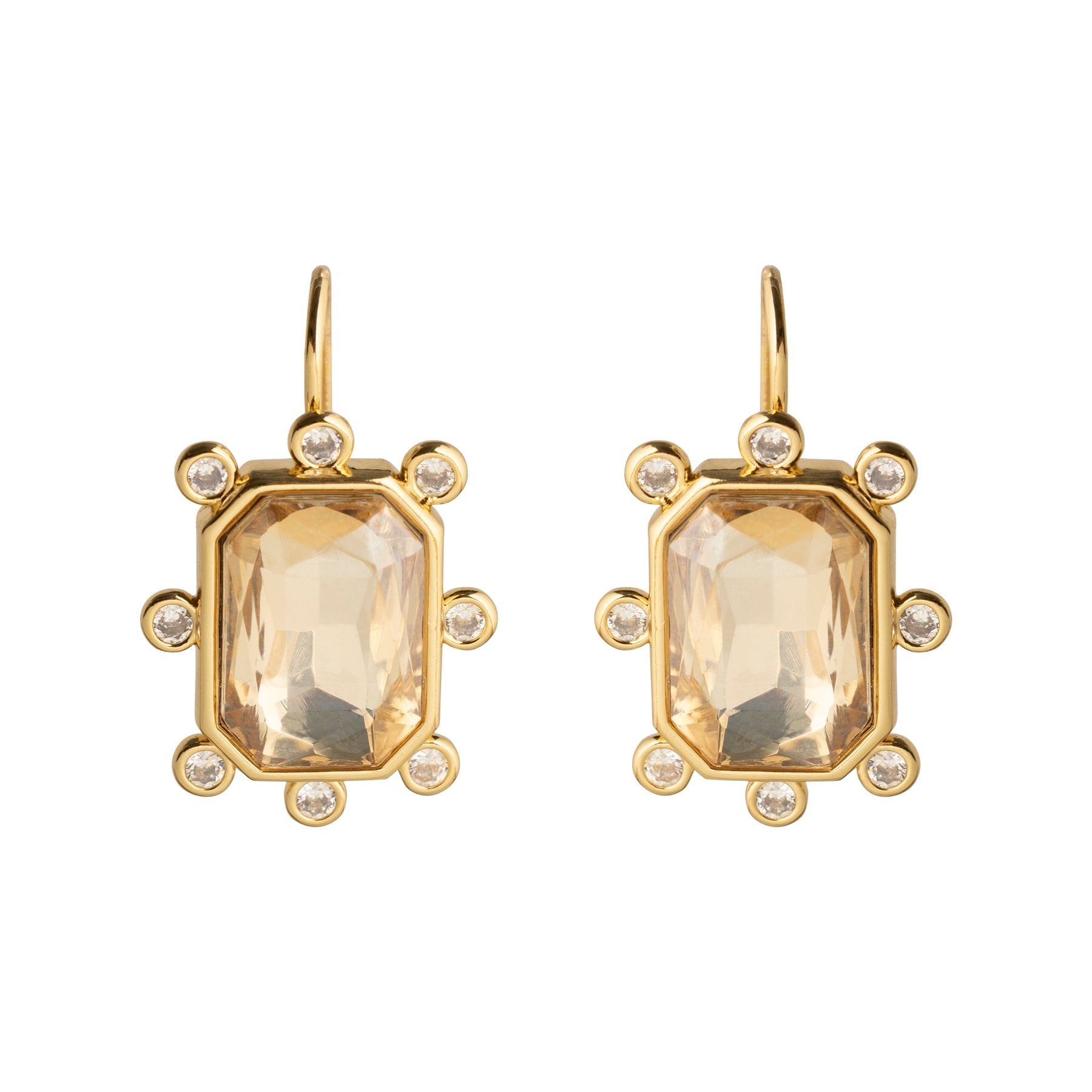 Greenwich Earrings Champagne Crystal by Mignonne Gavigan