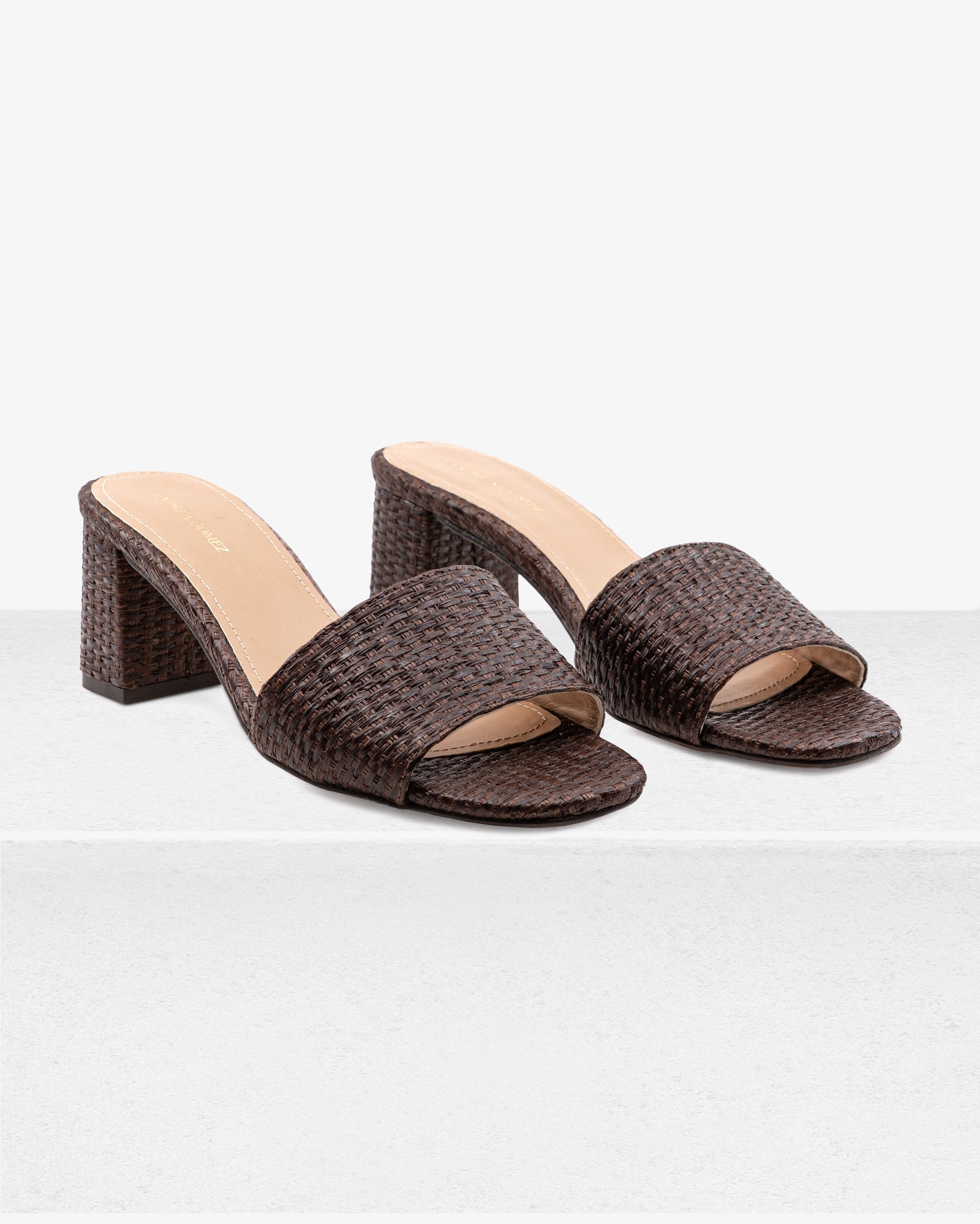 Claudia Brown Raffia Mule by Andrea Gomez