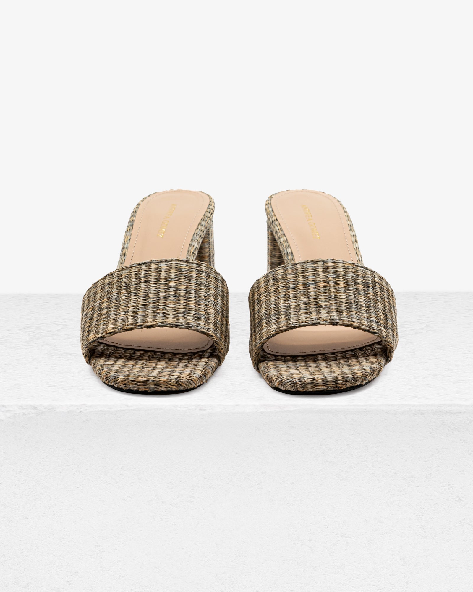 Claudia Grey Raffia Mule by Andrea Gomez