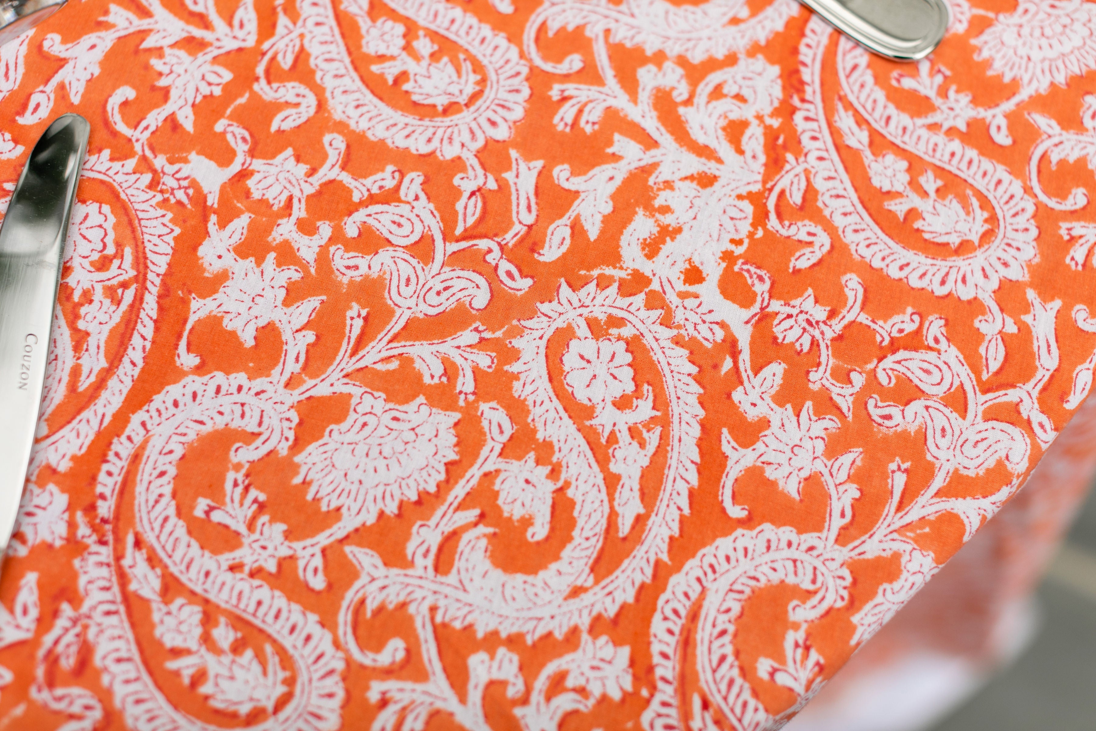 Orange Paisley Tablecloth by Holly Harris Designs
