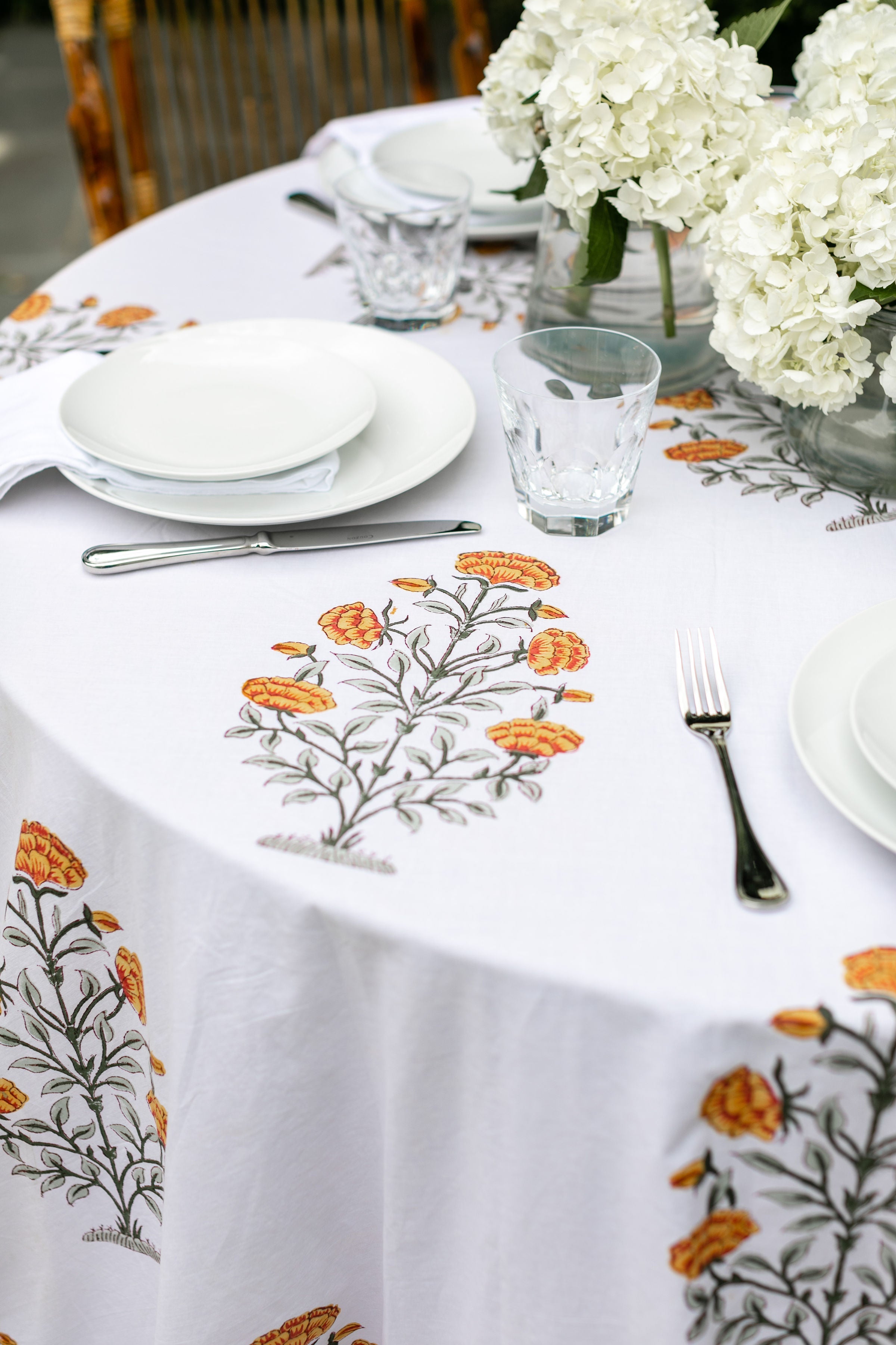 Burnt Orange Floral Tablecloth by Holly Harris Designs
