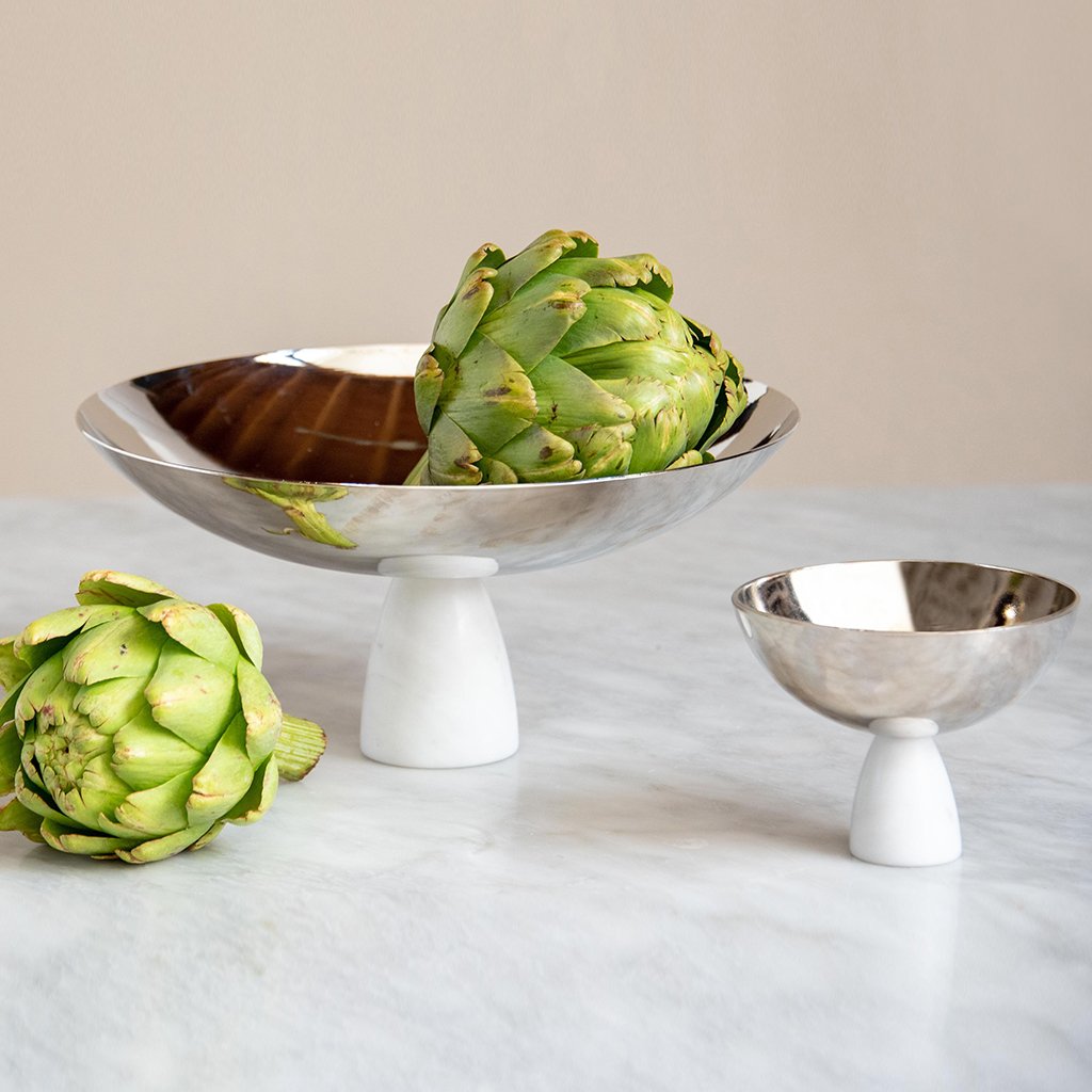 Coluna Fruit Bowl Marble & Silver by ANNA New York