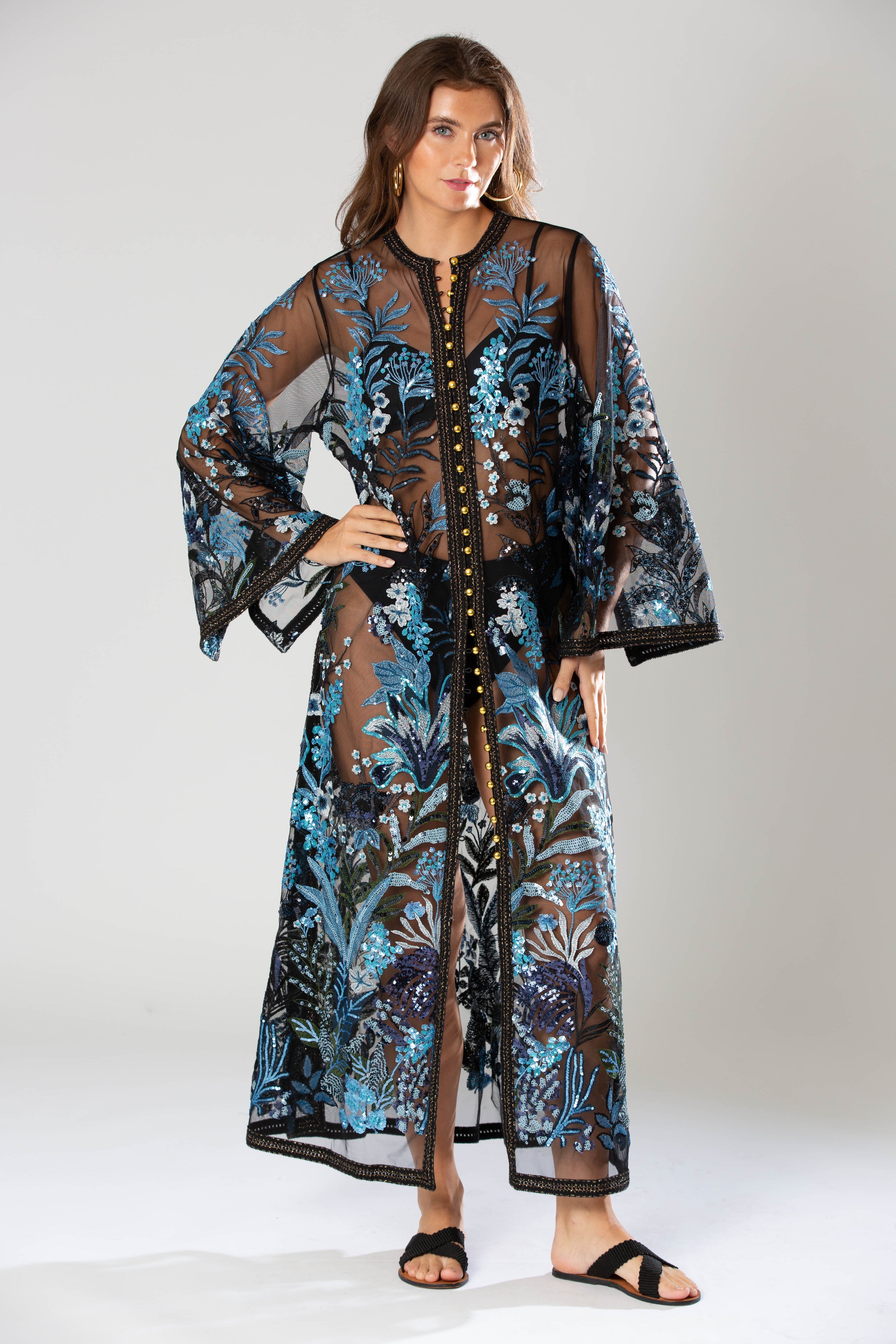 Basima Sequin Caftan by Miguelina