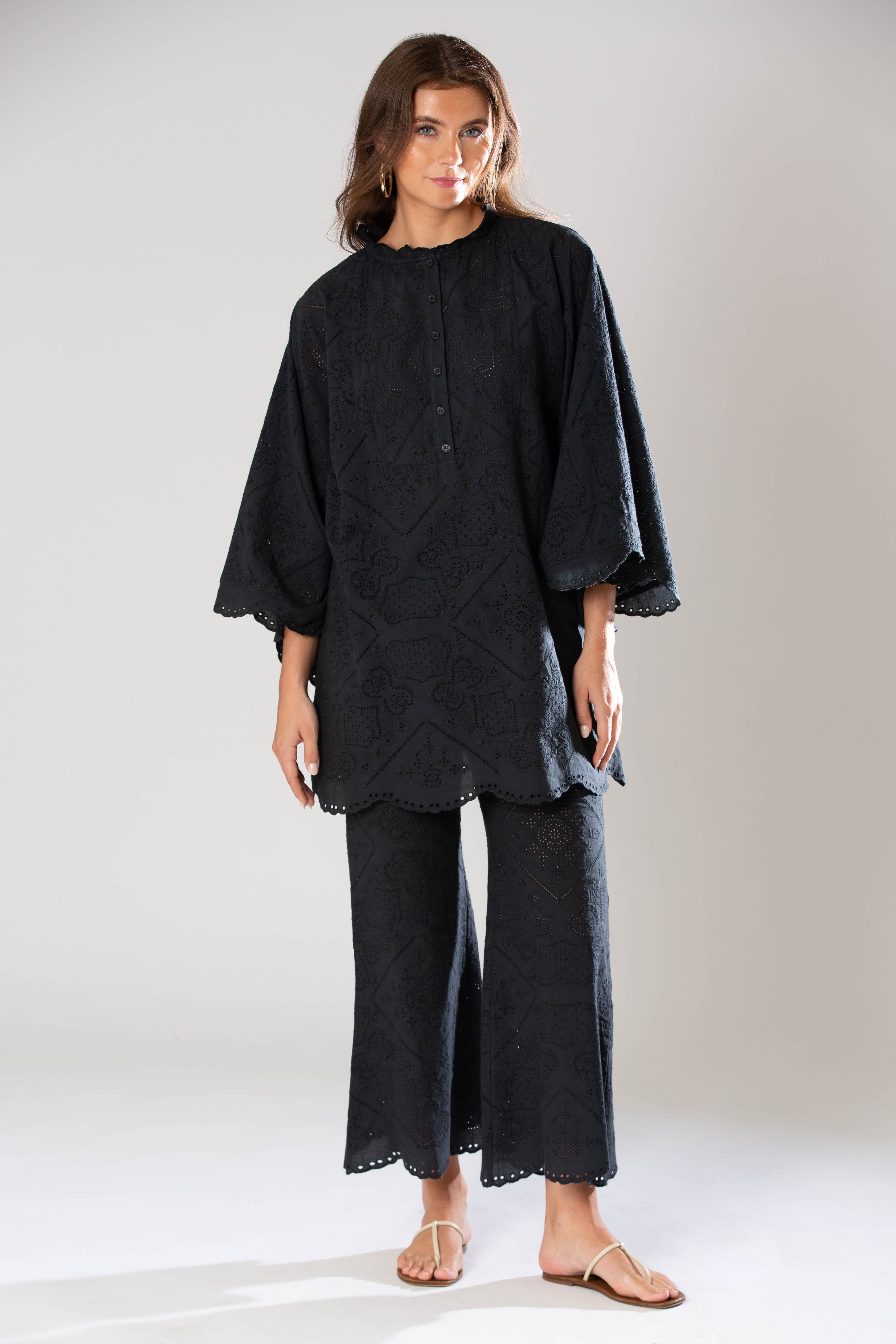 Rowena Linen Trouser in PURE BLACK