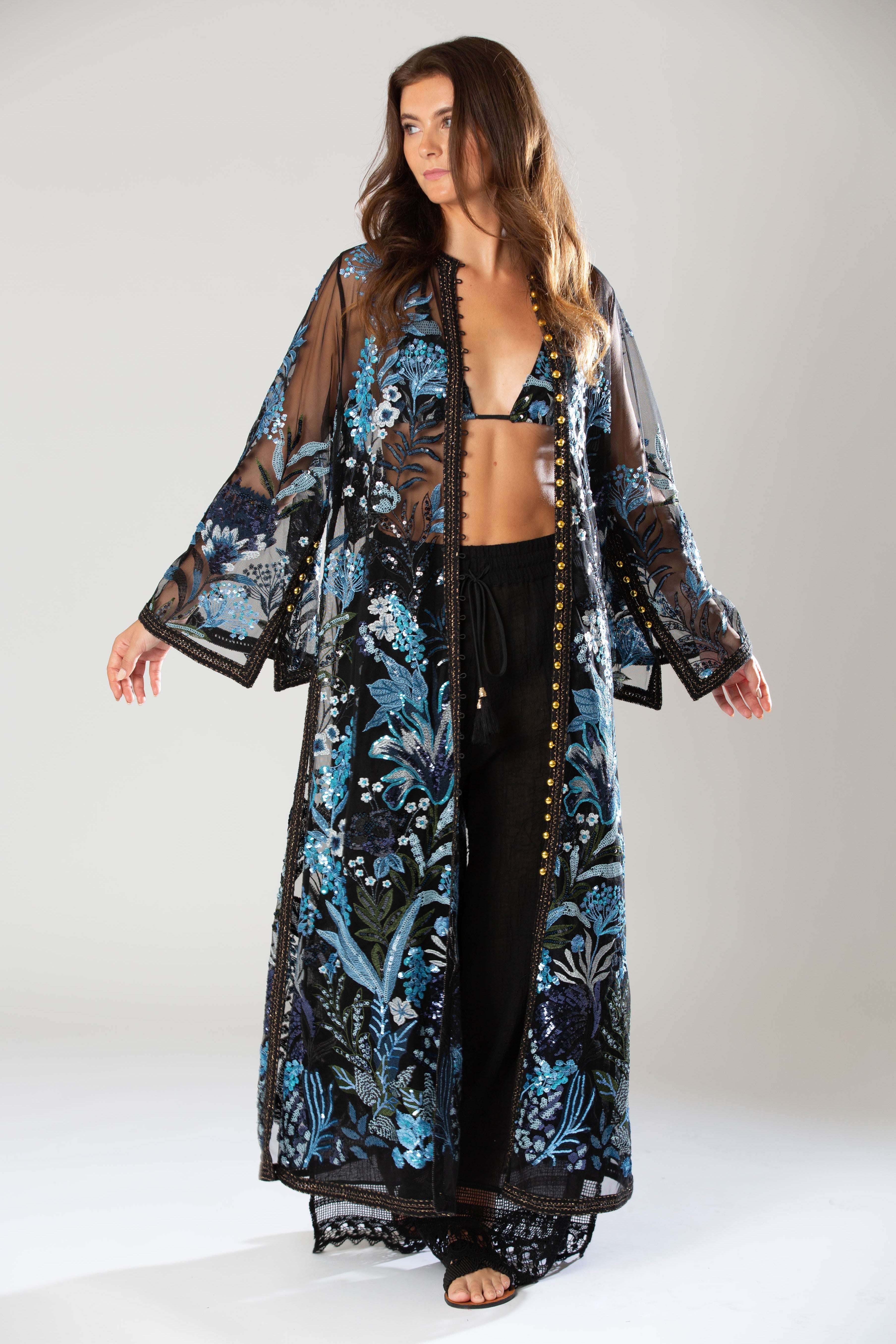 Basima Sequin Caftan by Miguelina