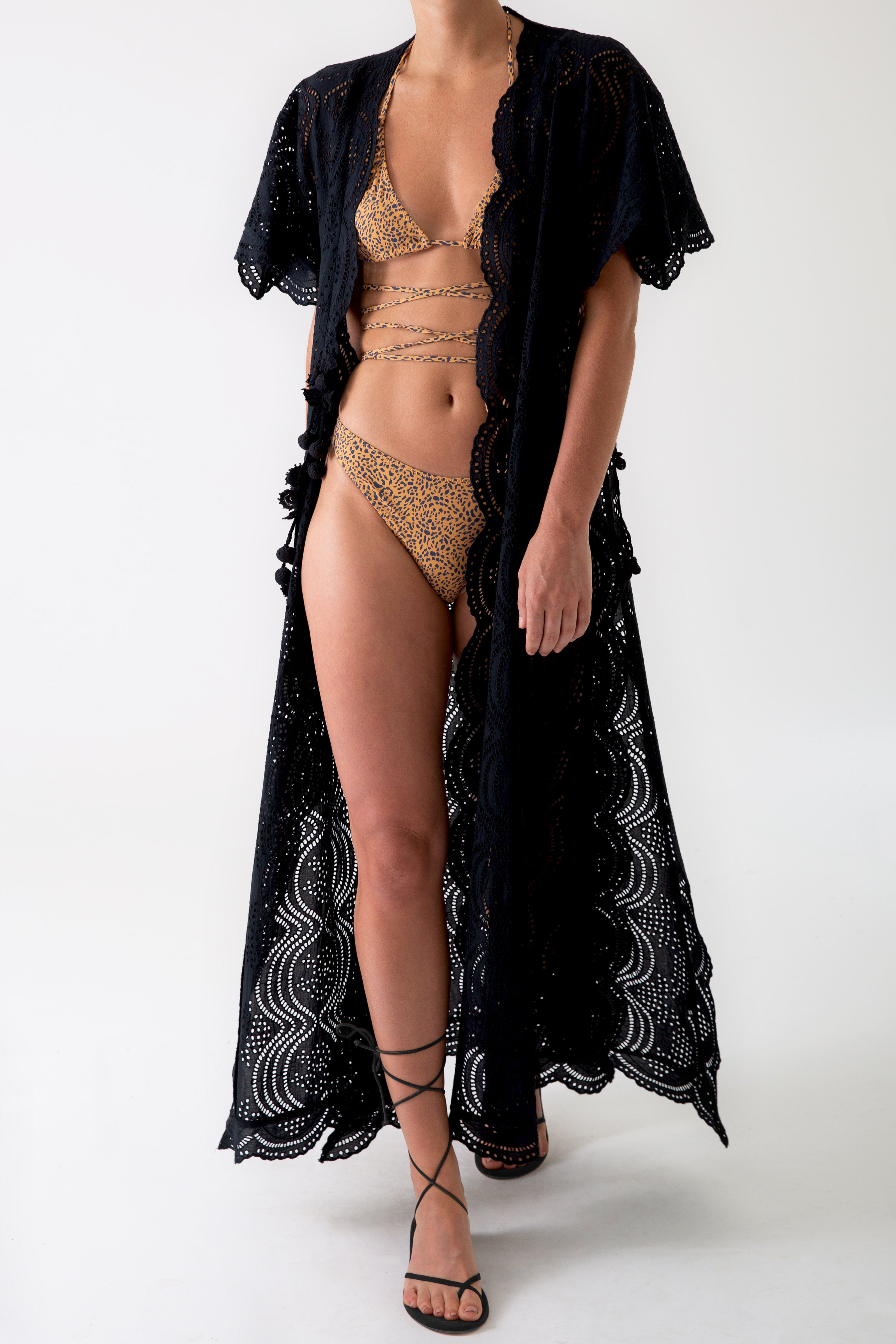 Imani Scalloped Lace Coverup Coat by Miguelina