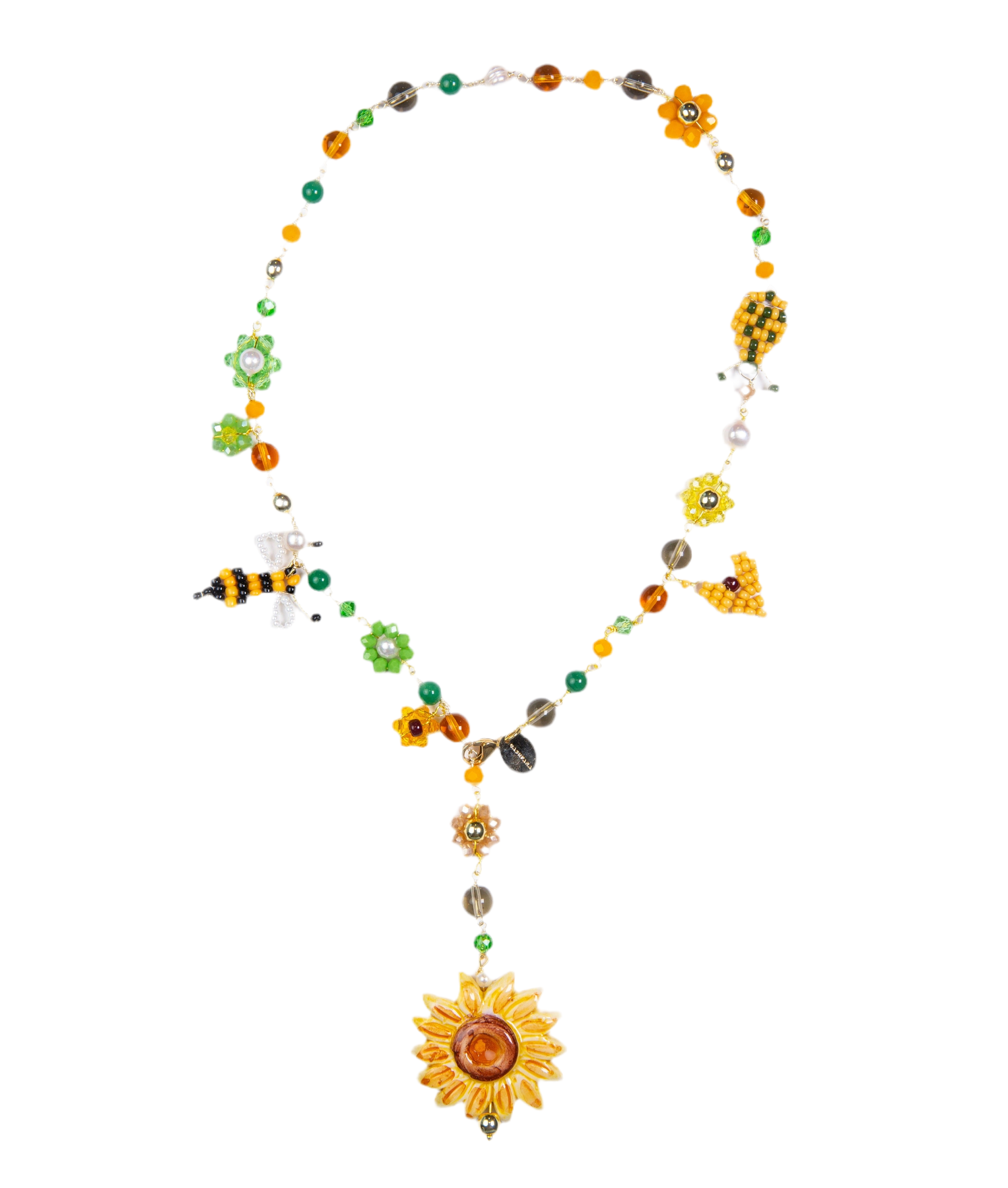 Medium Sunflower Ceramic Necklace by Cashfana