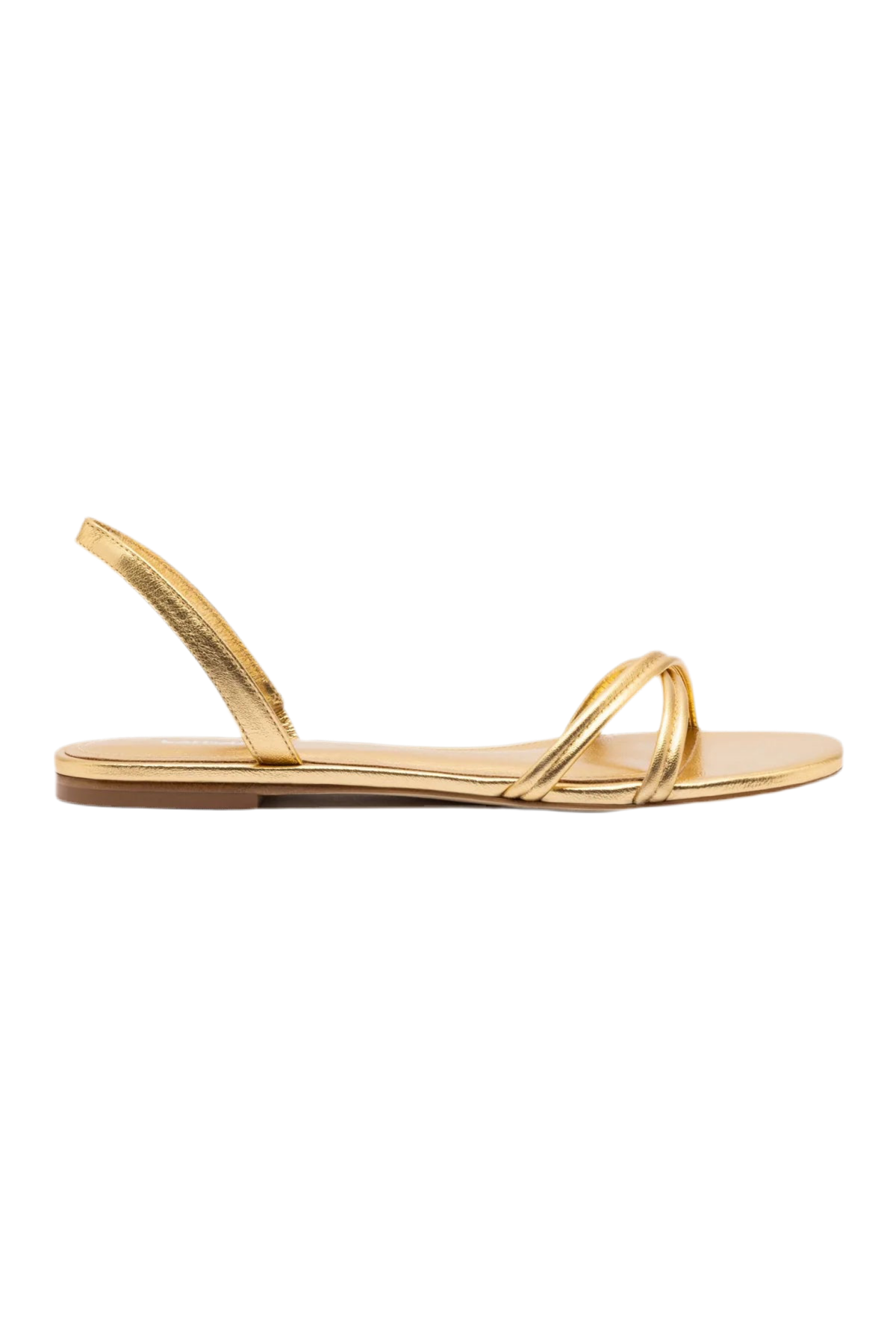 Annie Flat In Gold Metallic Leather by Larroudé