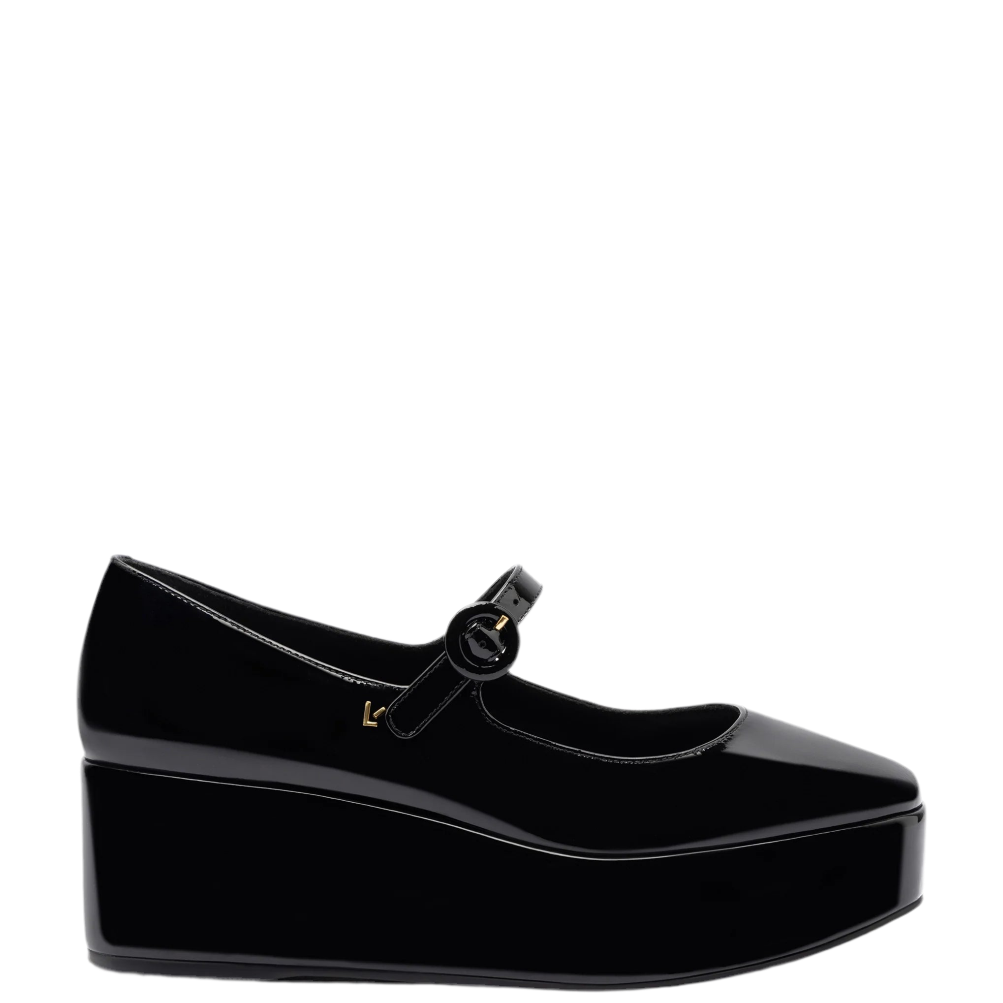 Blair Flatform In Black Patent Leather by Larroudé