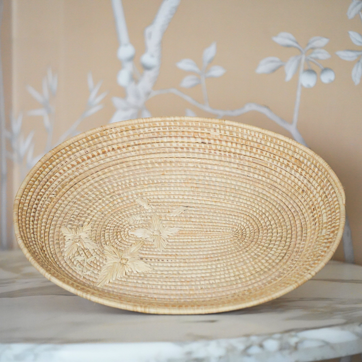 Embroidered Raffia Tray - Oval - Thumbnail 3