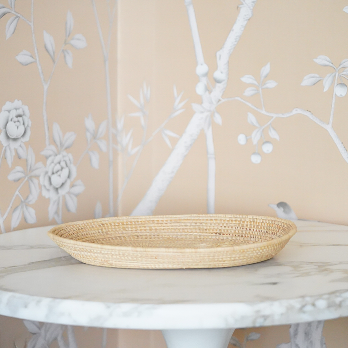 Embroidered Raffia Tray- Oval by Nile Lily Home