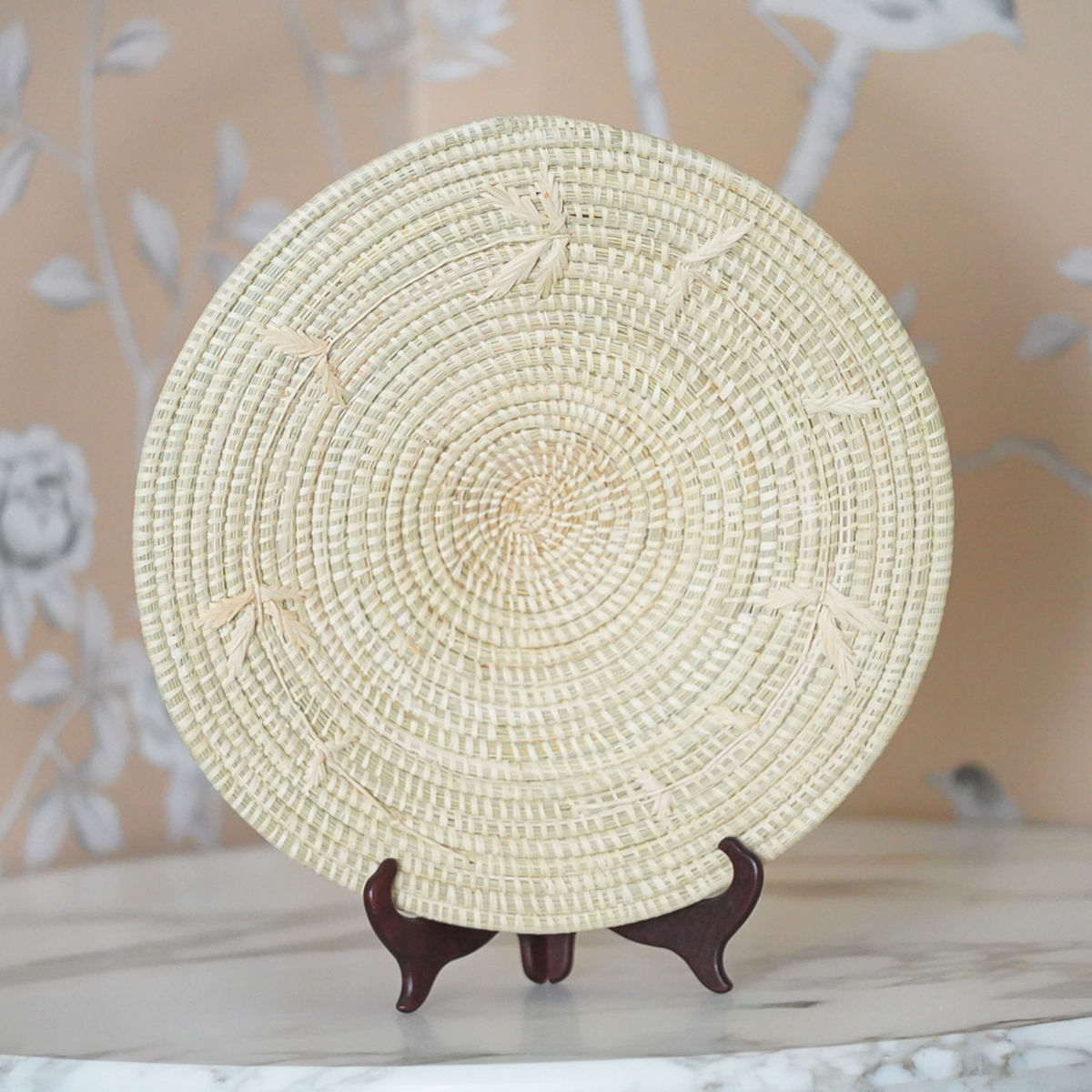 Embroidered Raffia Fruit Bowl