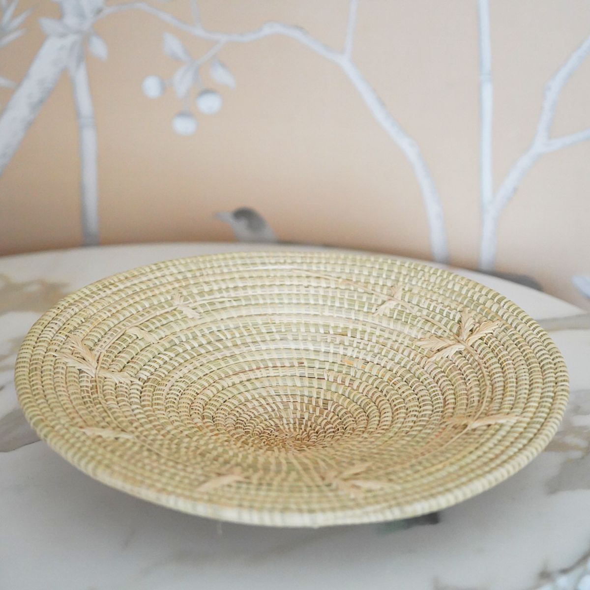 Embroidered Raffia Fruit Bowl by Nile Lily Home