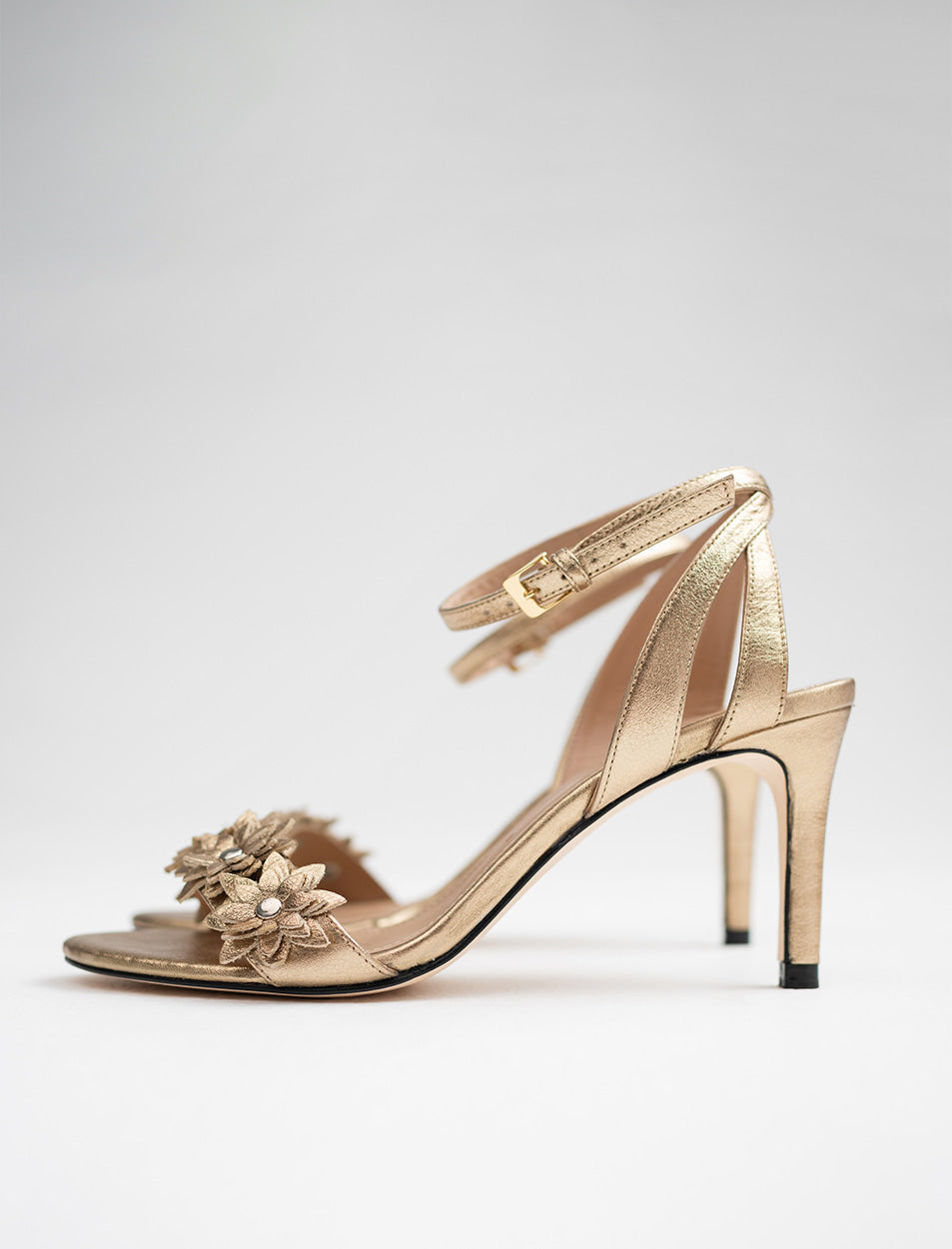 Lucia Gold Floral Sandal by Alma Caso