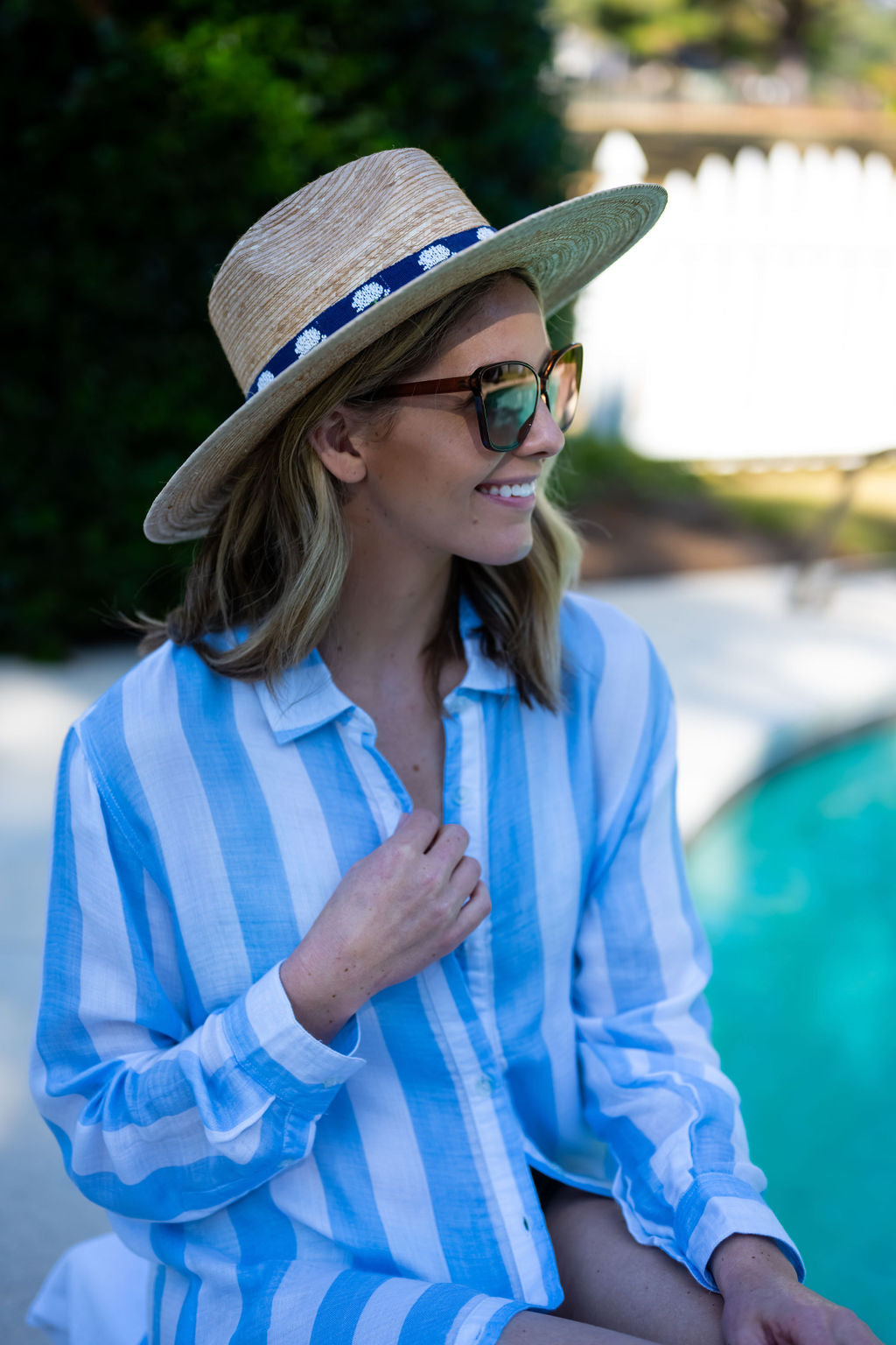 Positano Shirt Dress - Blue/White Cabana Stripes by Sitano