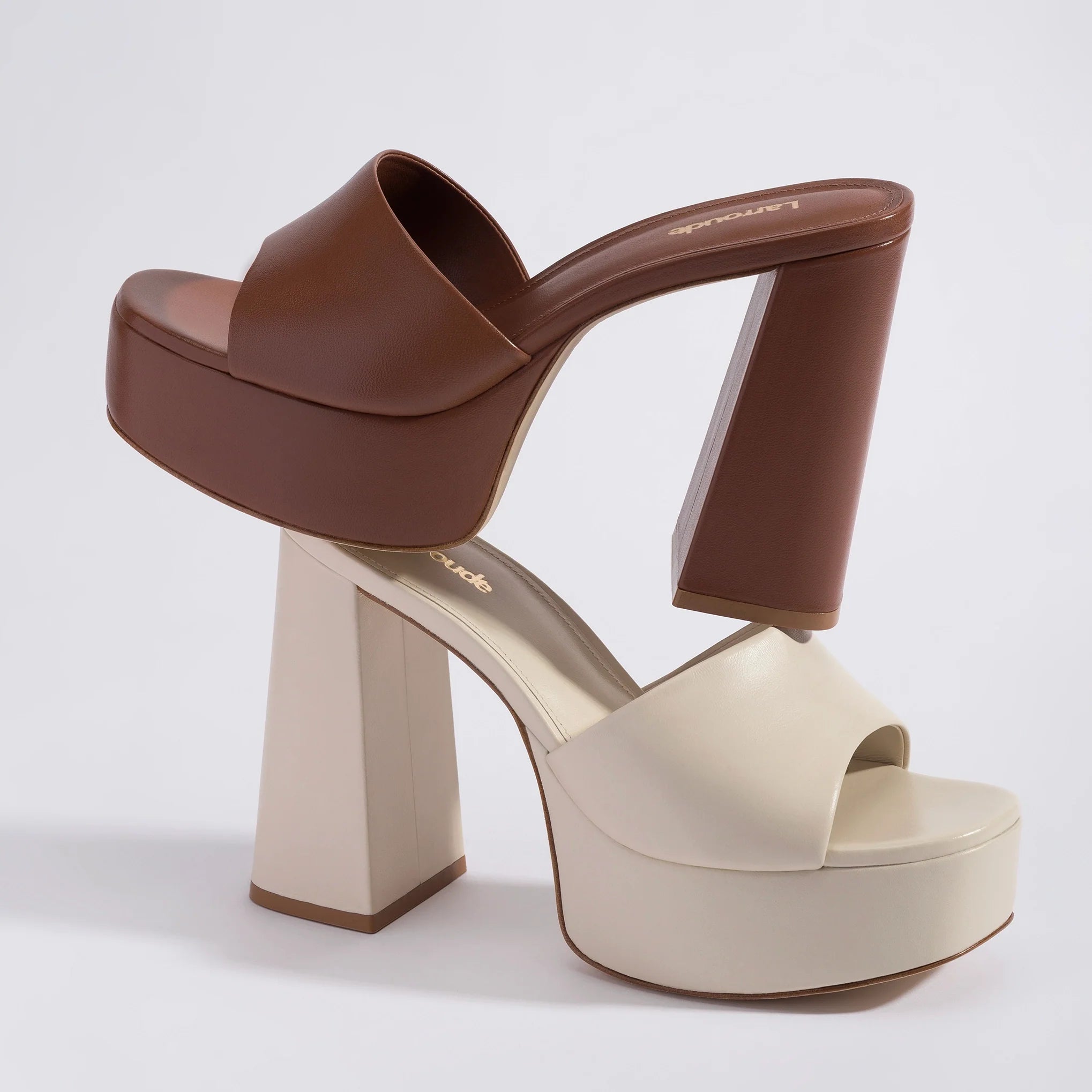 Dolly Mule In Ivory Leather by Larroudé