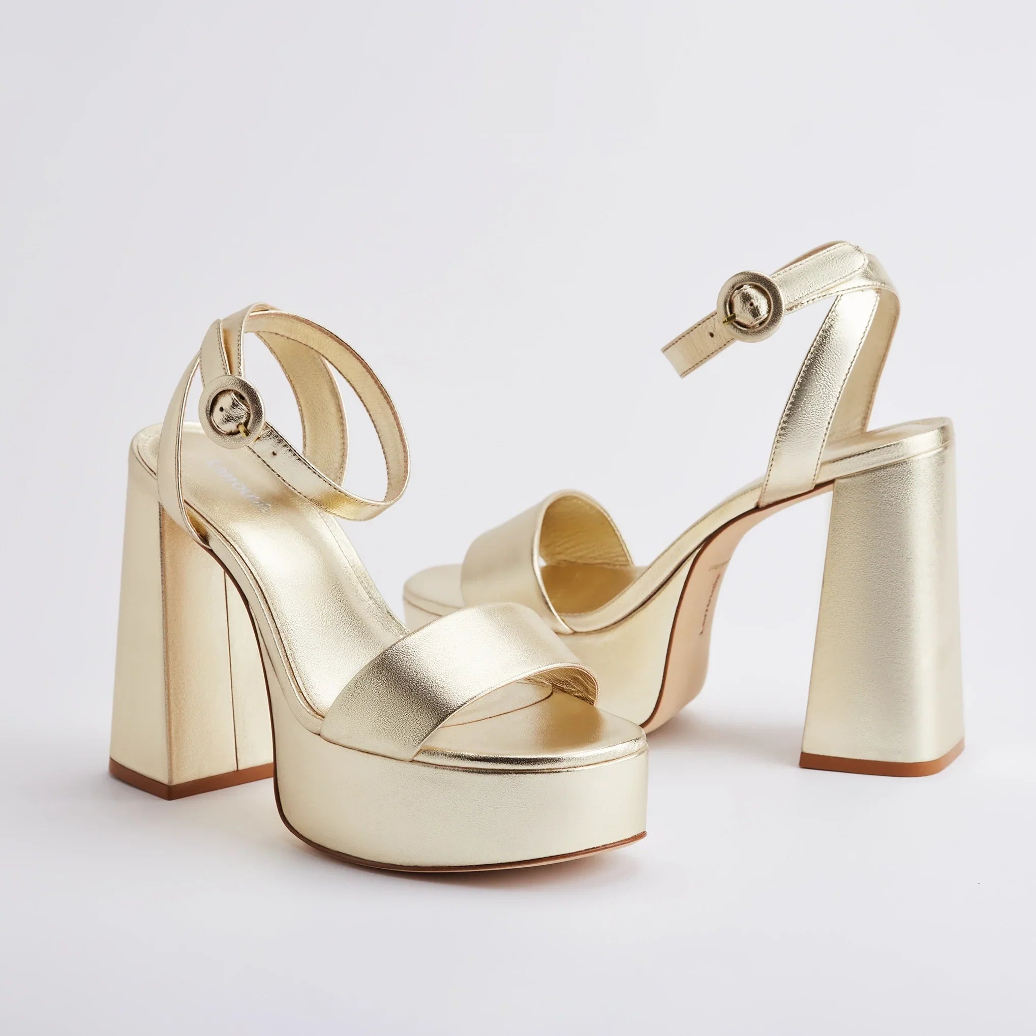 Dolly Sandal In Gold Metallic Leather by Larroudé