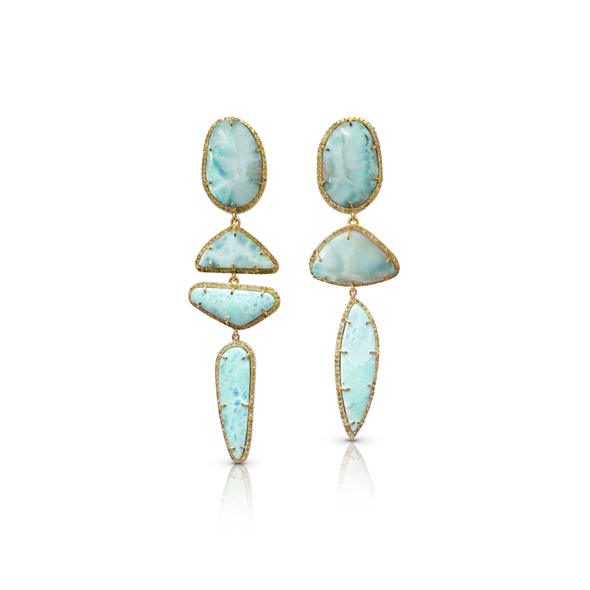 14k Larimar Quadri Drop Earrings by S. Carter Designs