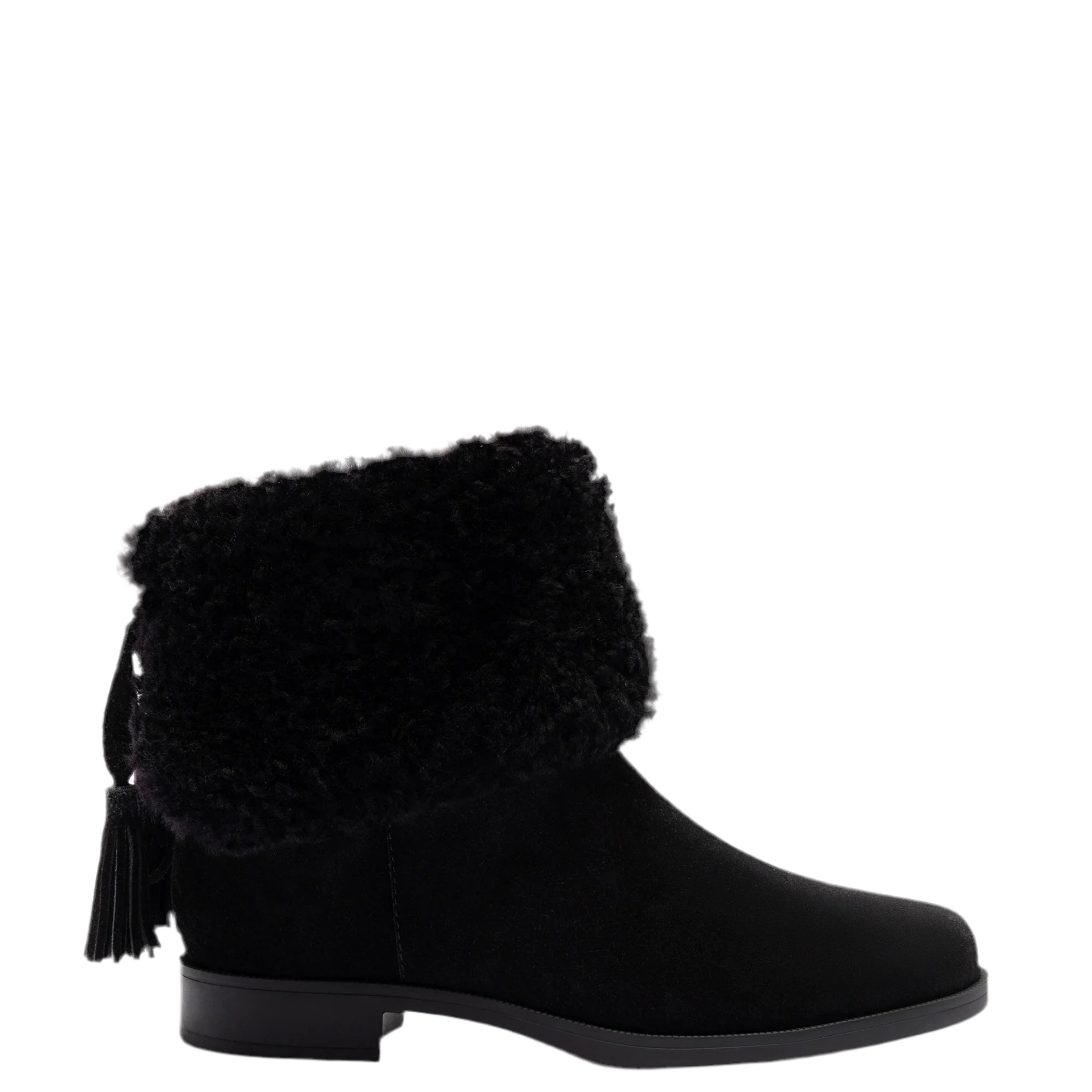 Verbier Bootie In Black Suede and Black Shearling by Larroudé