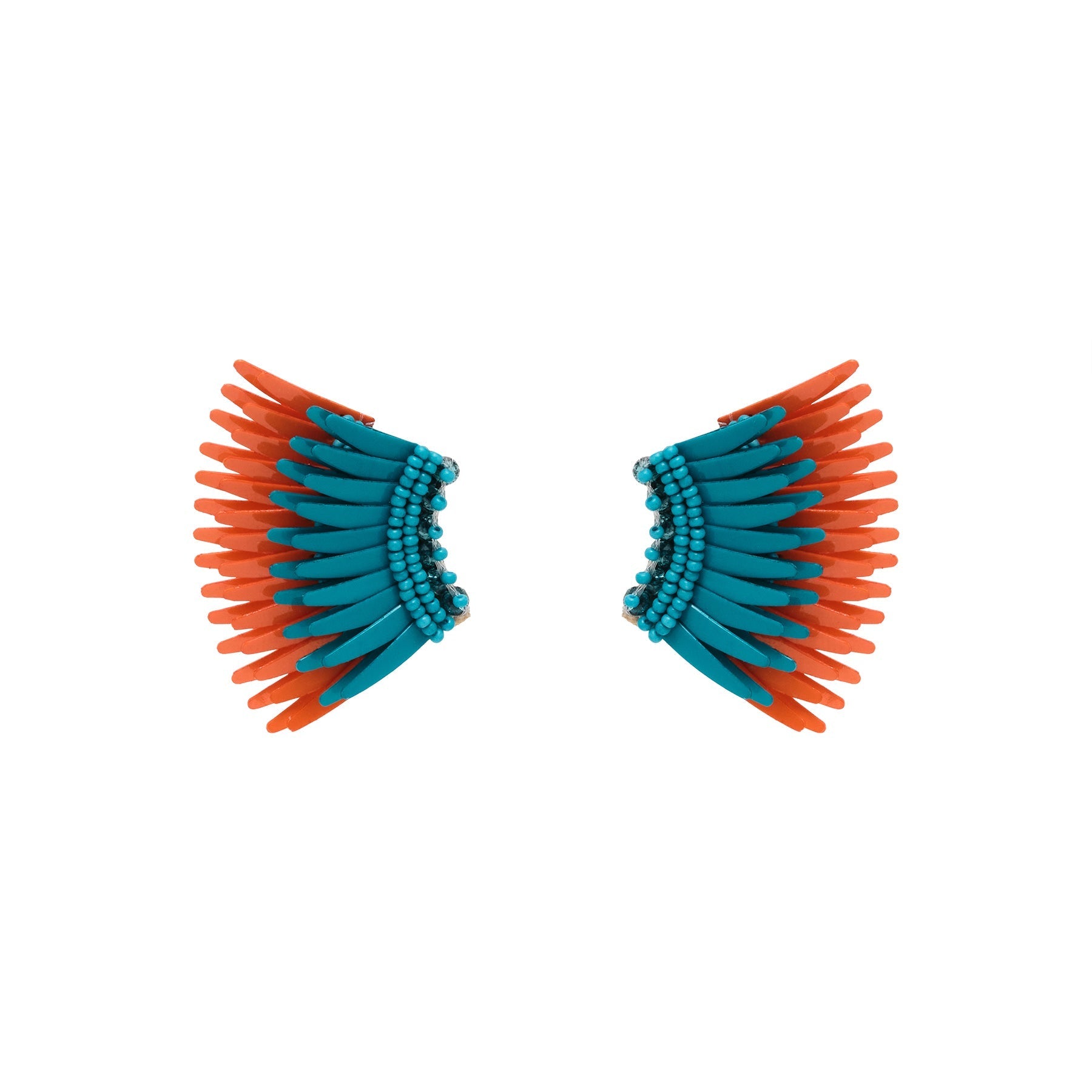 Mini Madeline Earrings Teal Orange by Mignonne Gavigan