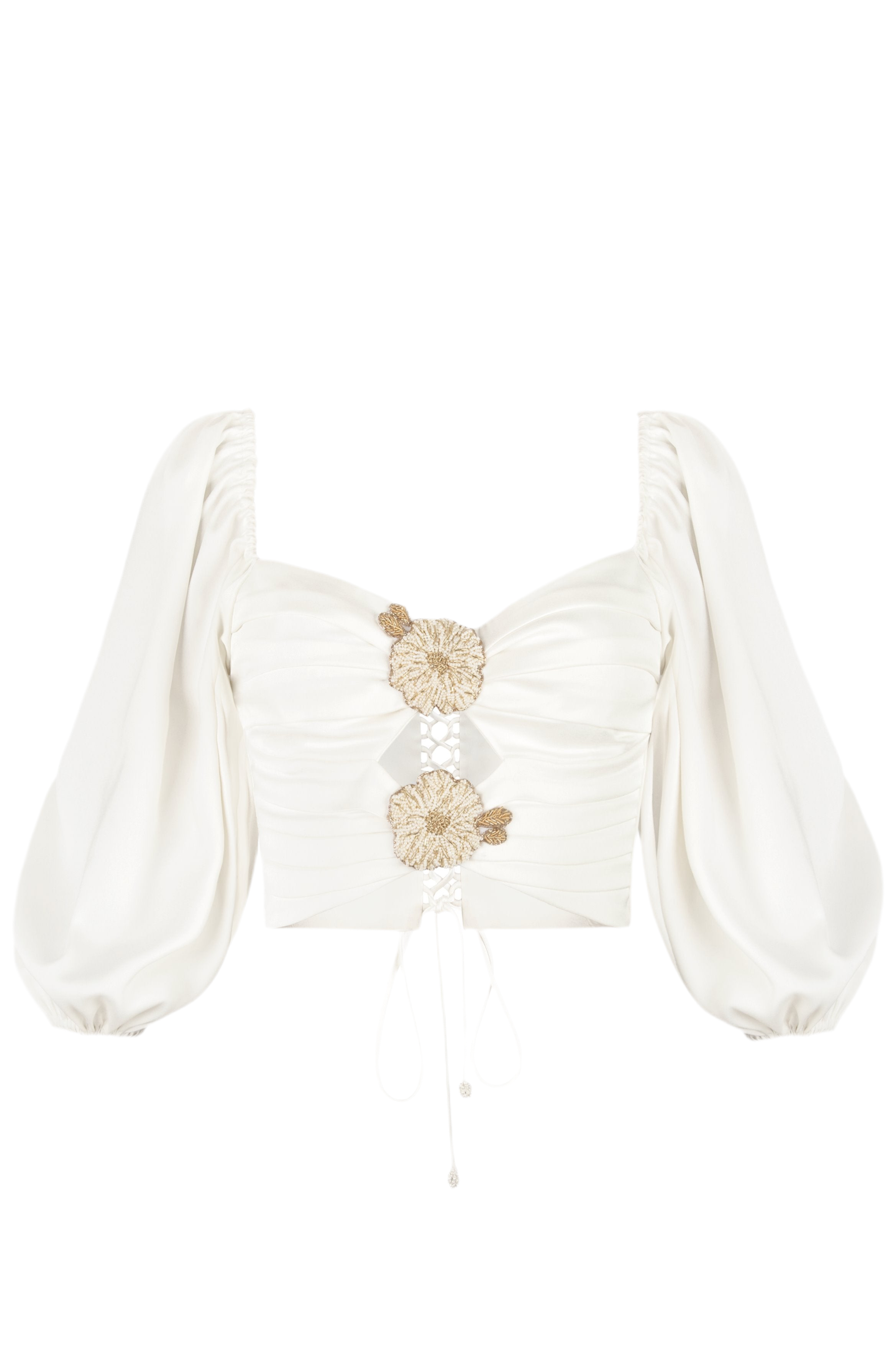 Rosa Silk Cut Out Top - Ivory by Rosewater House